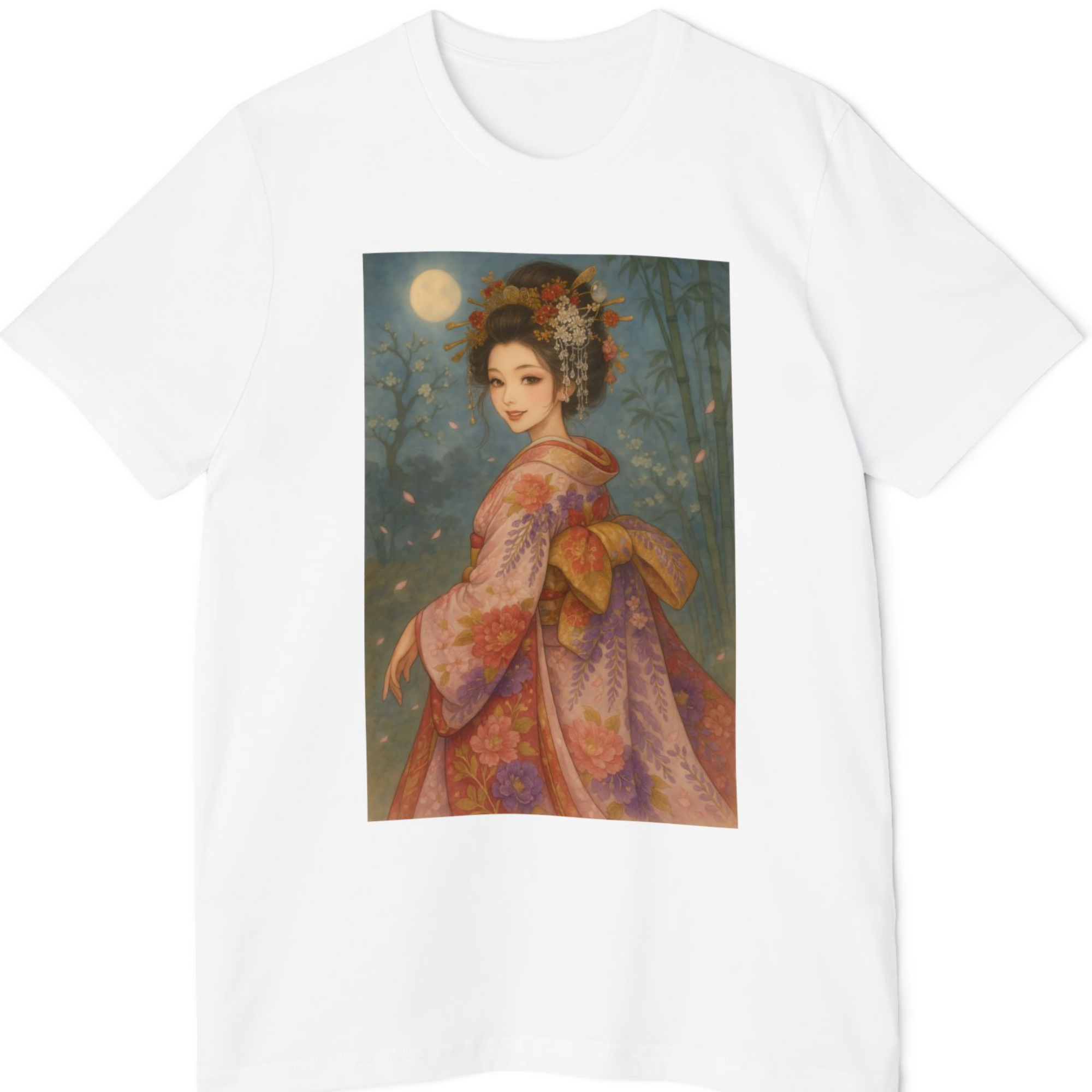 Elegant Kimono Girl Art T-Shirt – Japan-Inspired Unisex Tee | Vintage Aesthetic Shirt | Gift for Art &amp; Culture Lovers
