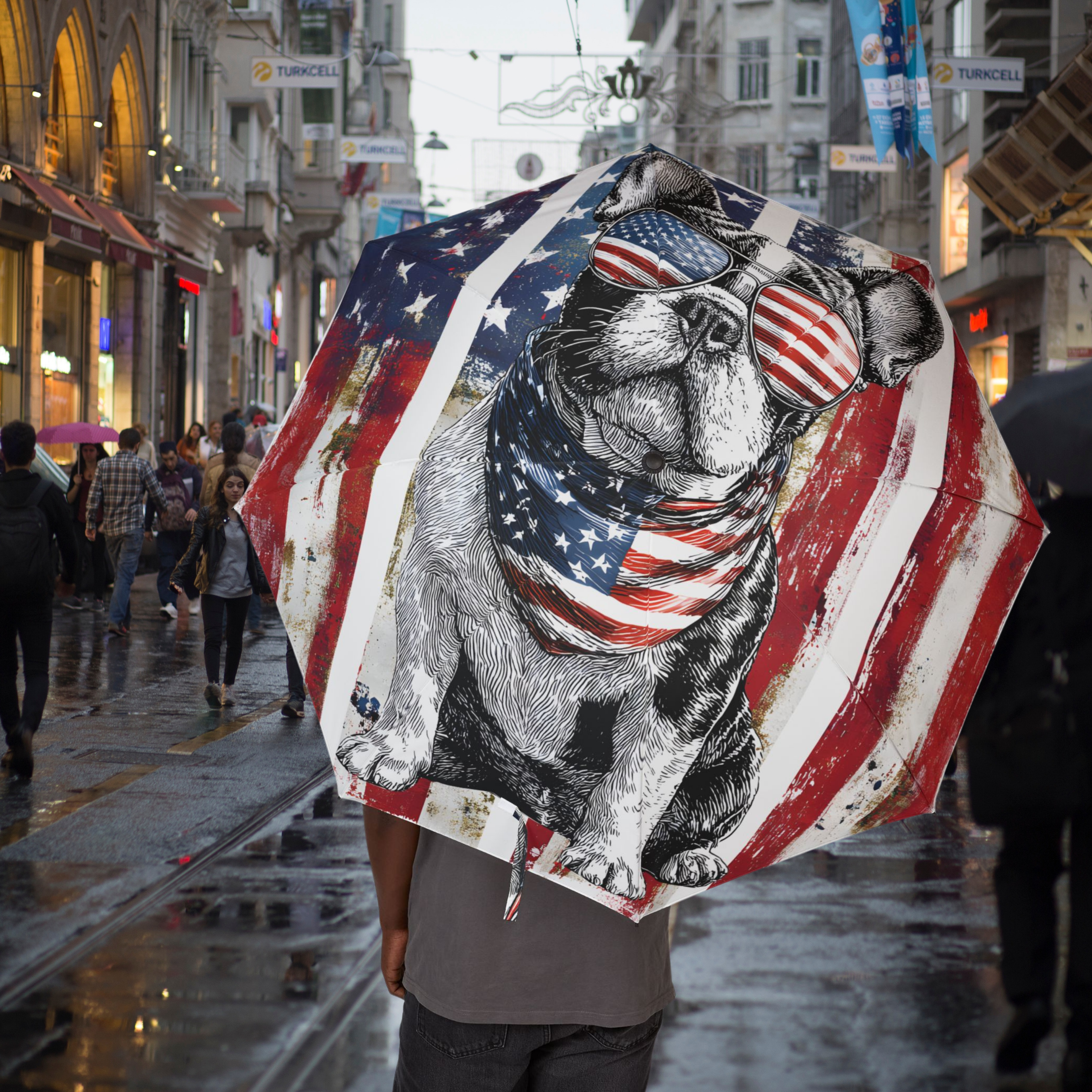 🇺🇸 Patriotic French Bulldog Umbrella – Stars, Stripes &amp; Rain-Proof Frenchie Swagger