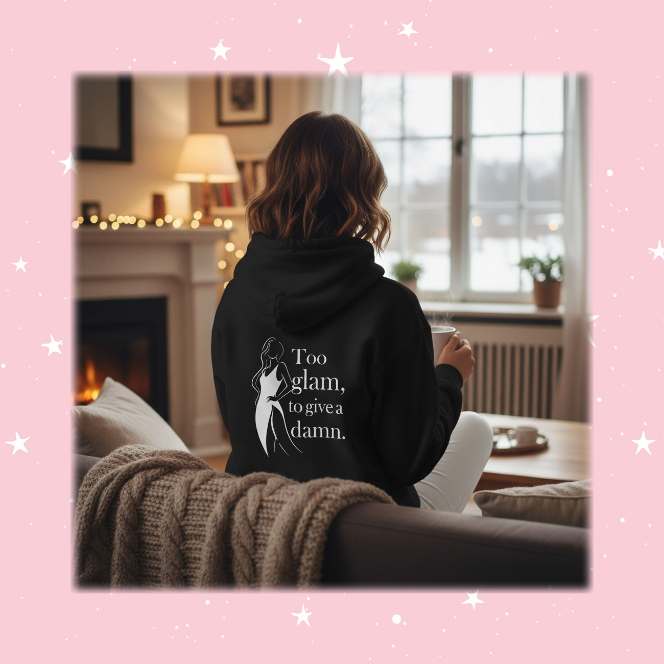 Too Glam to Give a Damn – Women’s Black Pullover Hoodie | Glamsis Too Glam to Give a Damn – Women’s Black Pullover Hoodie | Glamsis