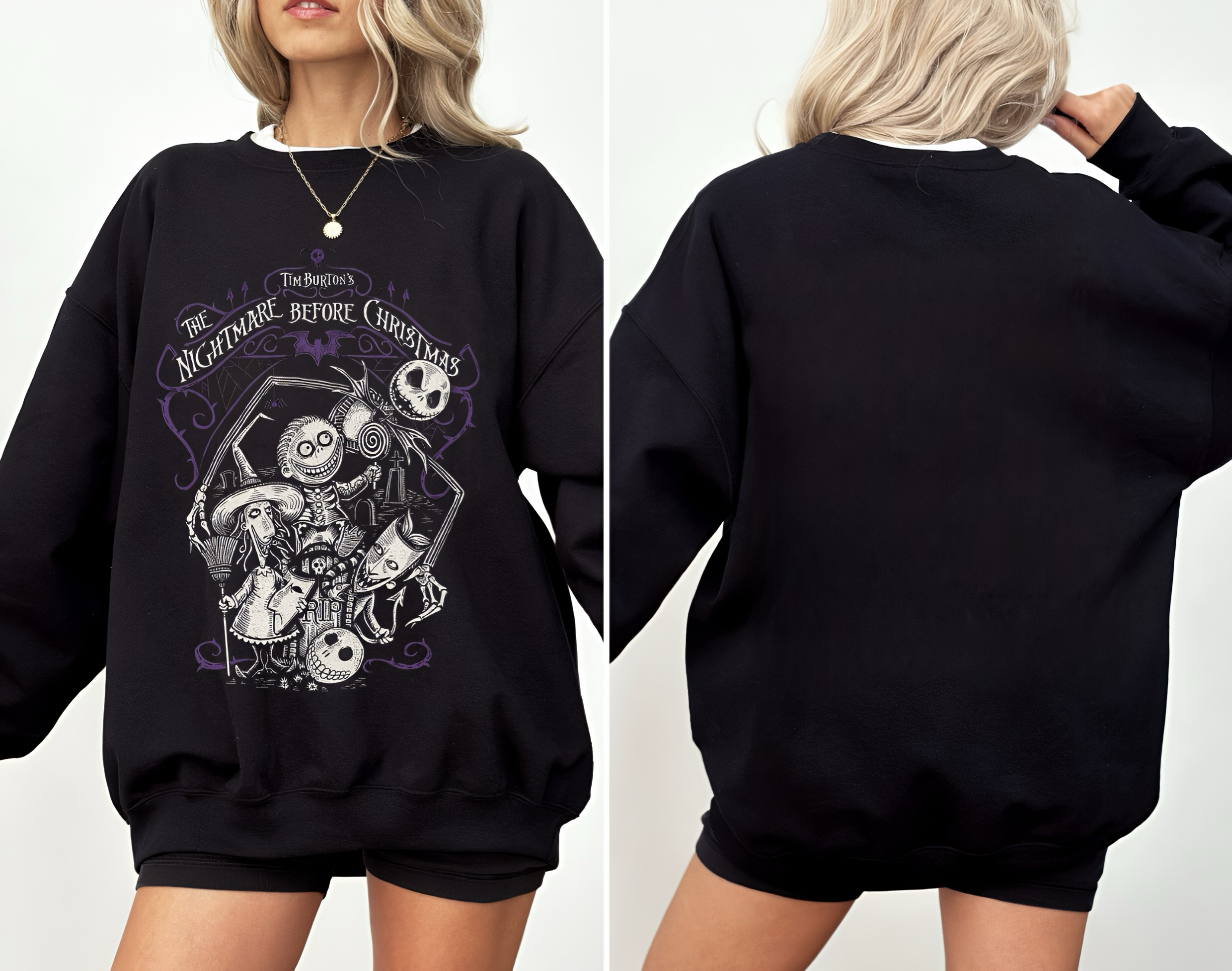 Iconic NightMare Before Christmas Crewneck Sweatshirt product thumbnail image Iconic NightMare Before Christmas Crewneck Sweatshirt product thumbnail image