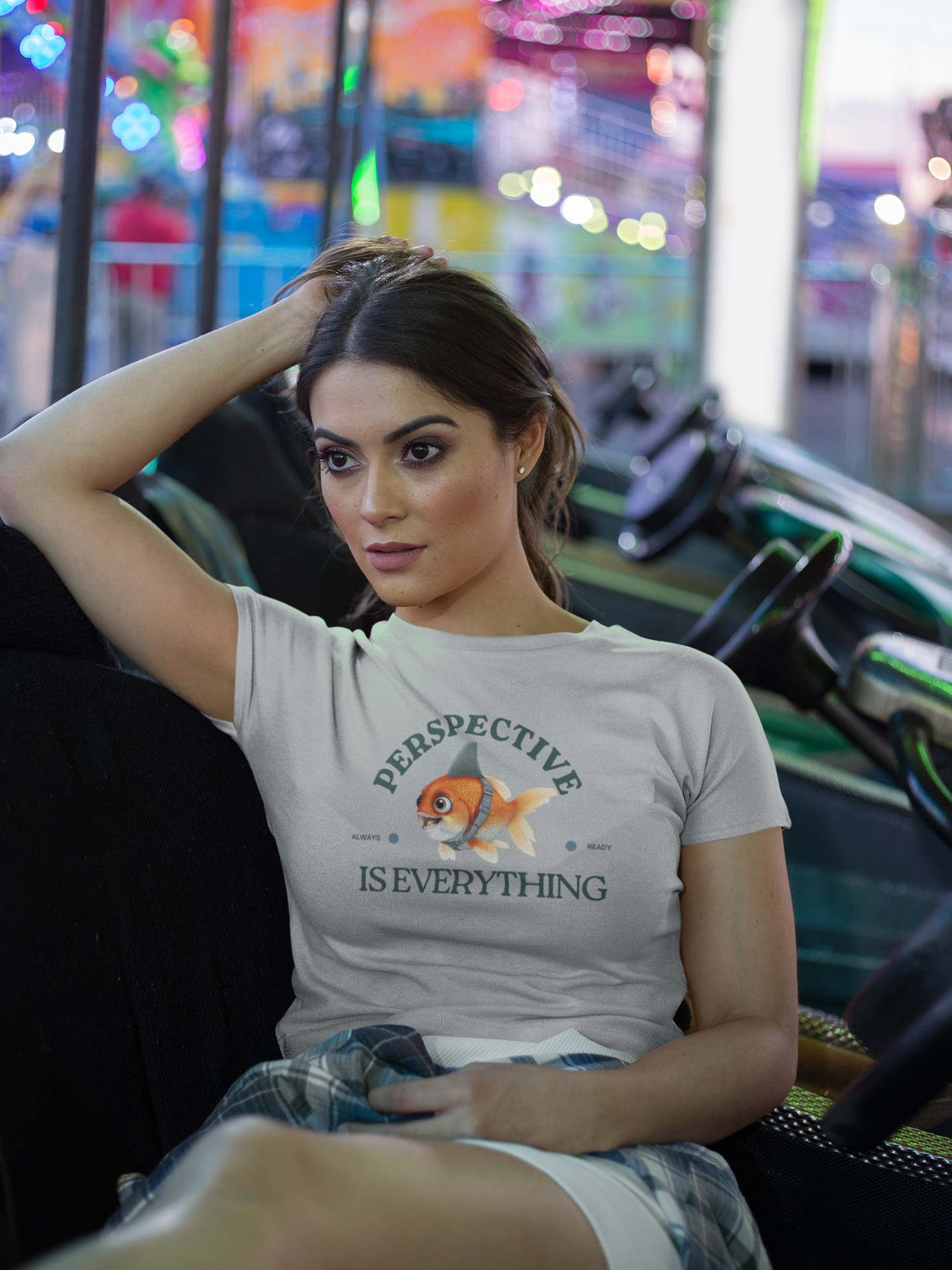 Goldfish Perspective Women's Softstyle Tee, Inspirational Shirt, Fish Lovers Gift, Casual Top, Cute Graphic Tee product thumbnail image