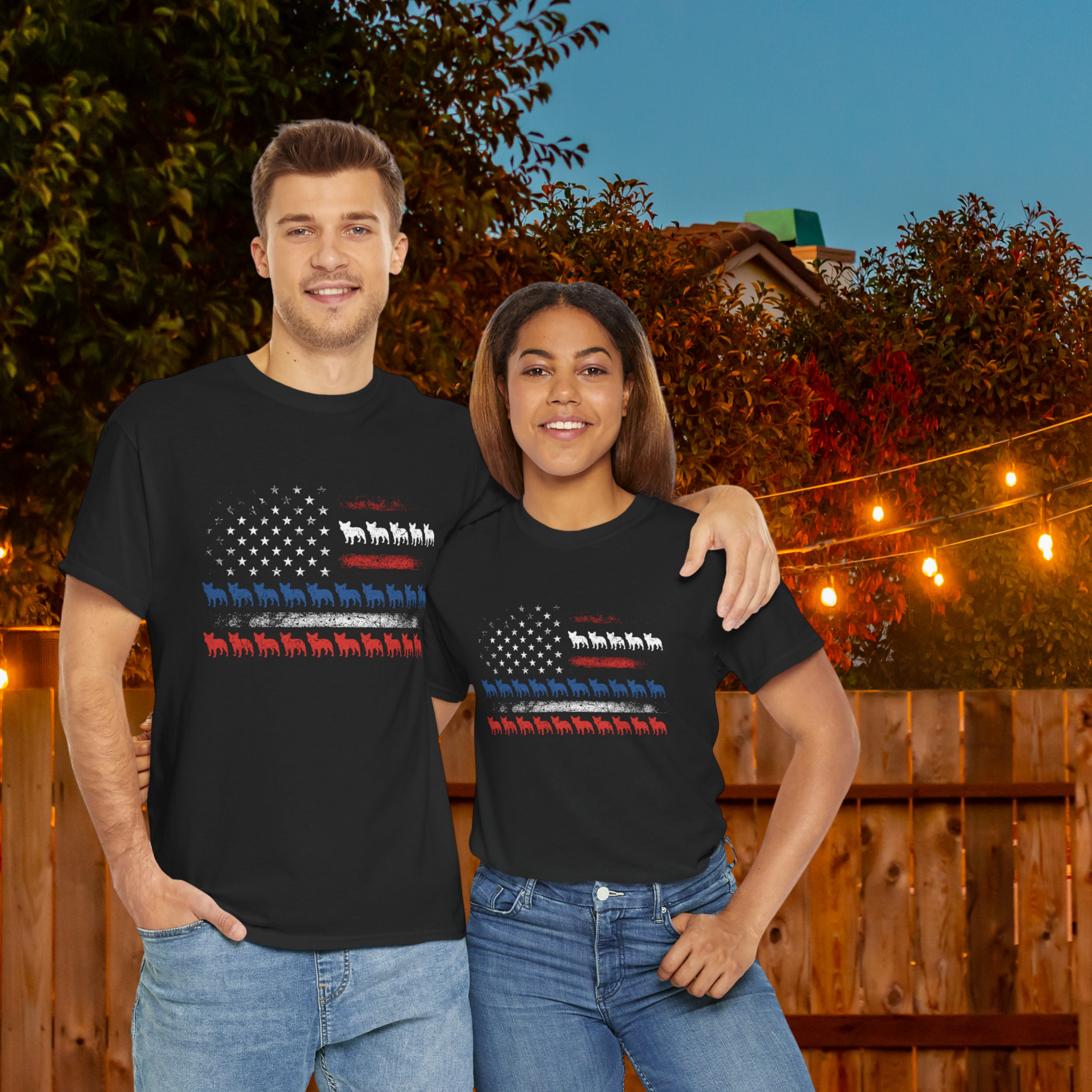 🇺🇸 Patriotic French Bulldog Flag T-Shirt – Unisex Americana Graphic Tee | Navy and Black Styles