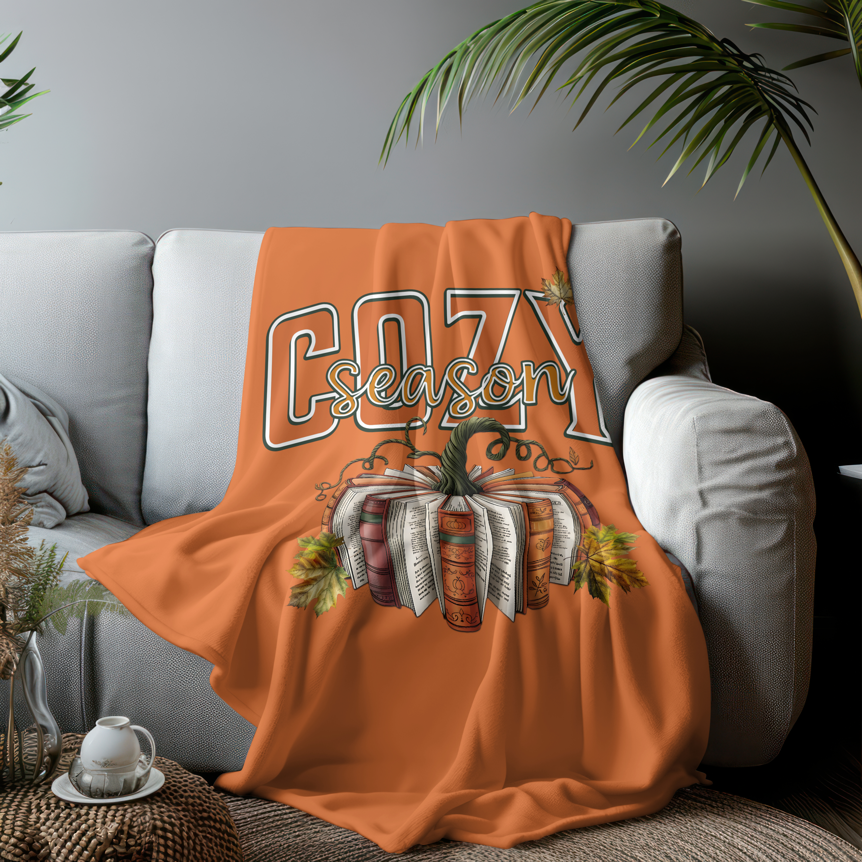Cozy Pumpkin Vibes Blanket, Fall Decor, Gift for Book Lovers, Autumn Comfort, Snuggle Up for Cozy Season product thumbnail image
