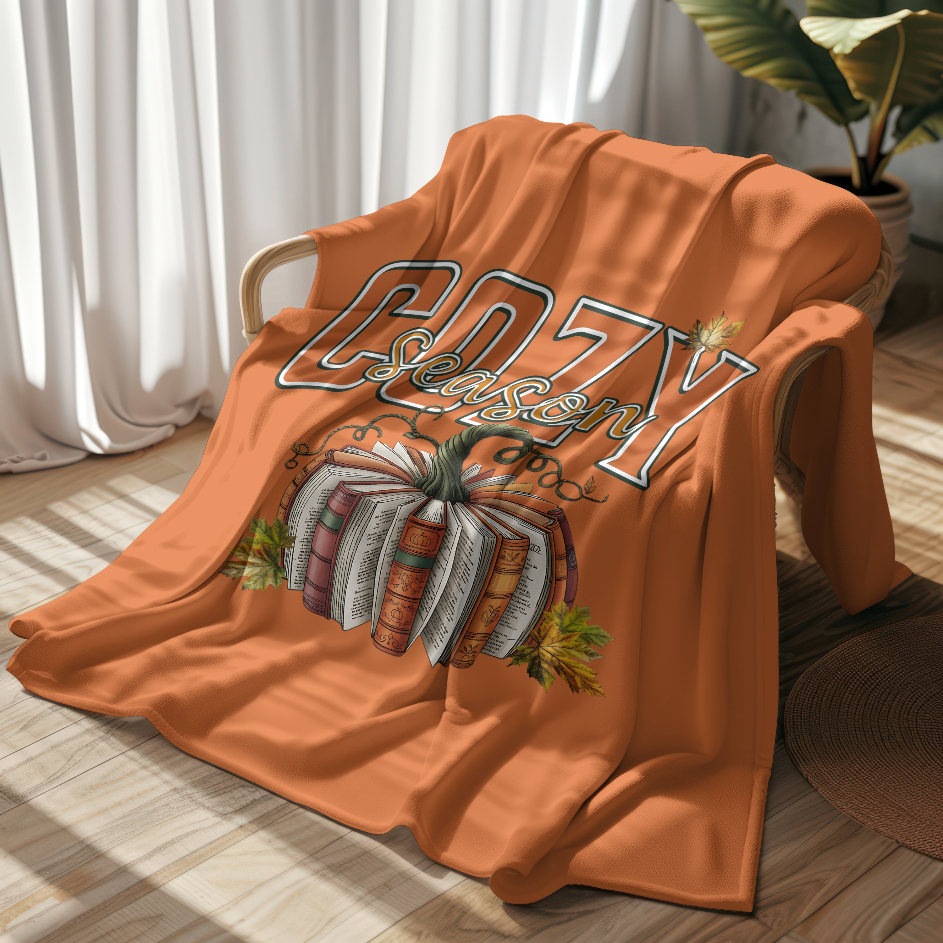 Cozy Pumpkin Vibes Blanket, Fall Decor, Gift for Book Lovers, Autumn Comfort, Snuggle Up for Cozy Season product thumbnail image