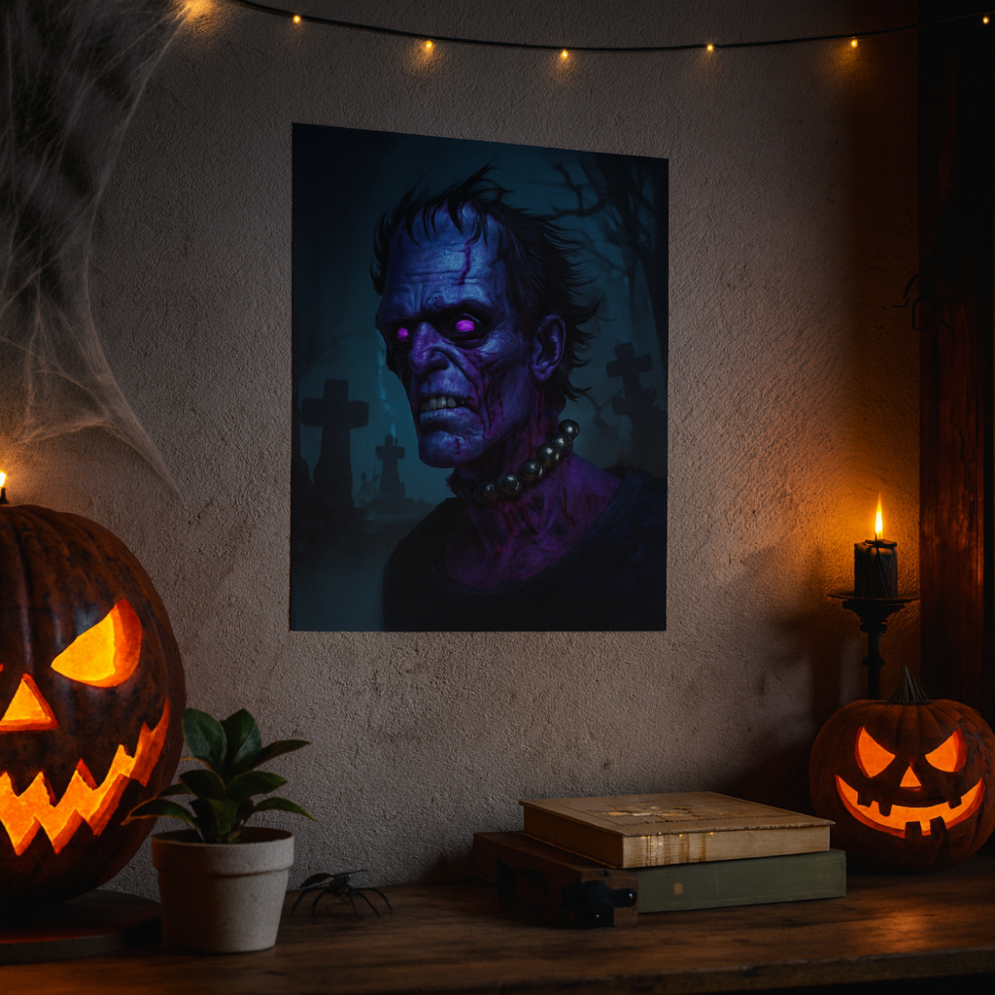 Frankenstein Monster Vertical Poster Gothic Halloween Wall Art, Creepy Horror Print for Haunted Home Décor product thumbnail image