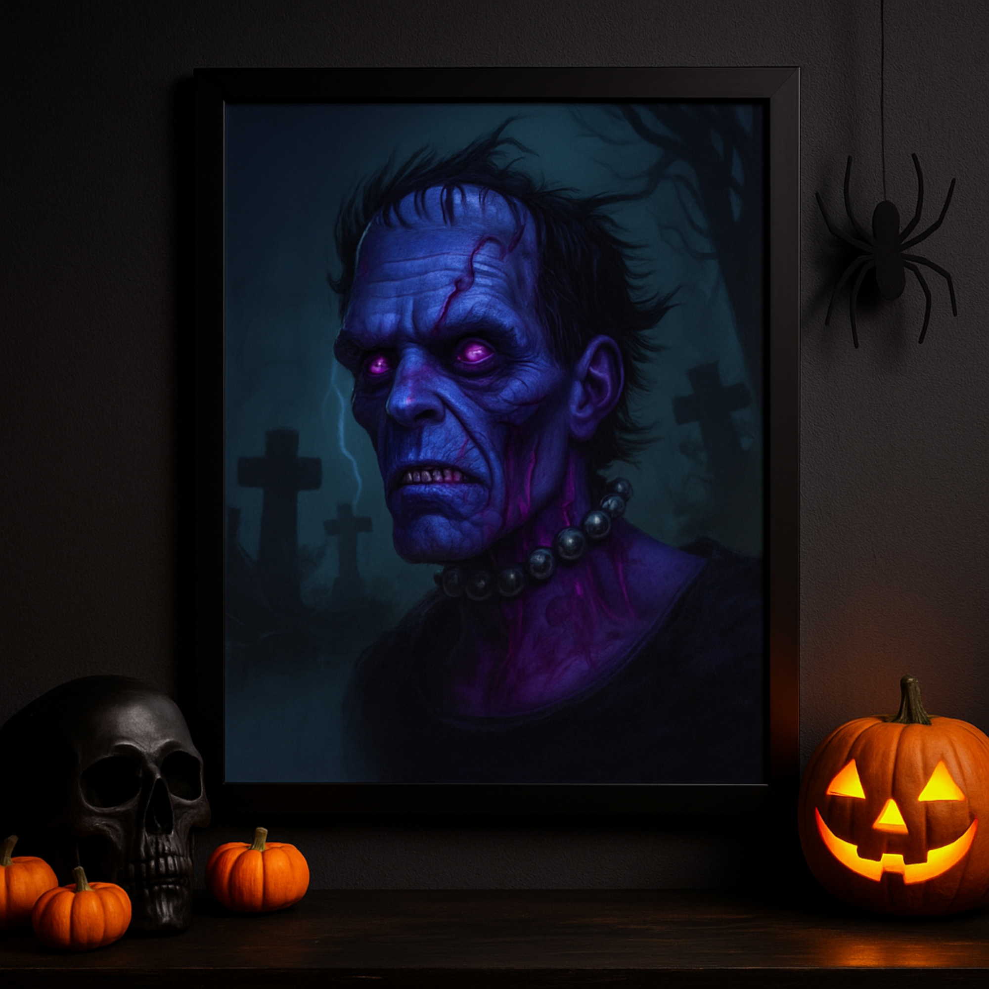 Frankenstein Monster Vertical Poster Gothic Halloween Wall Art, Creepy Horror Print for Haunted Home Décor product thumbnail image