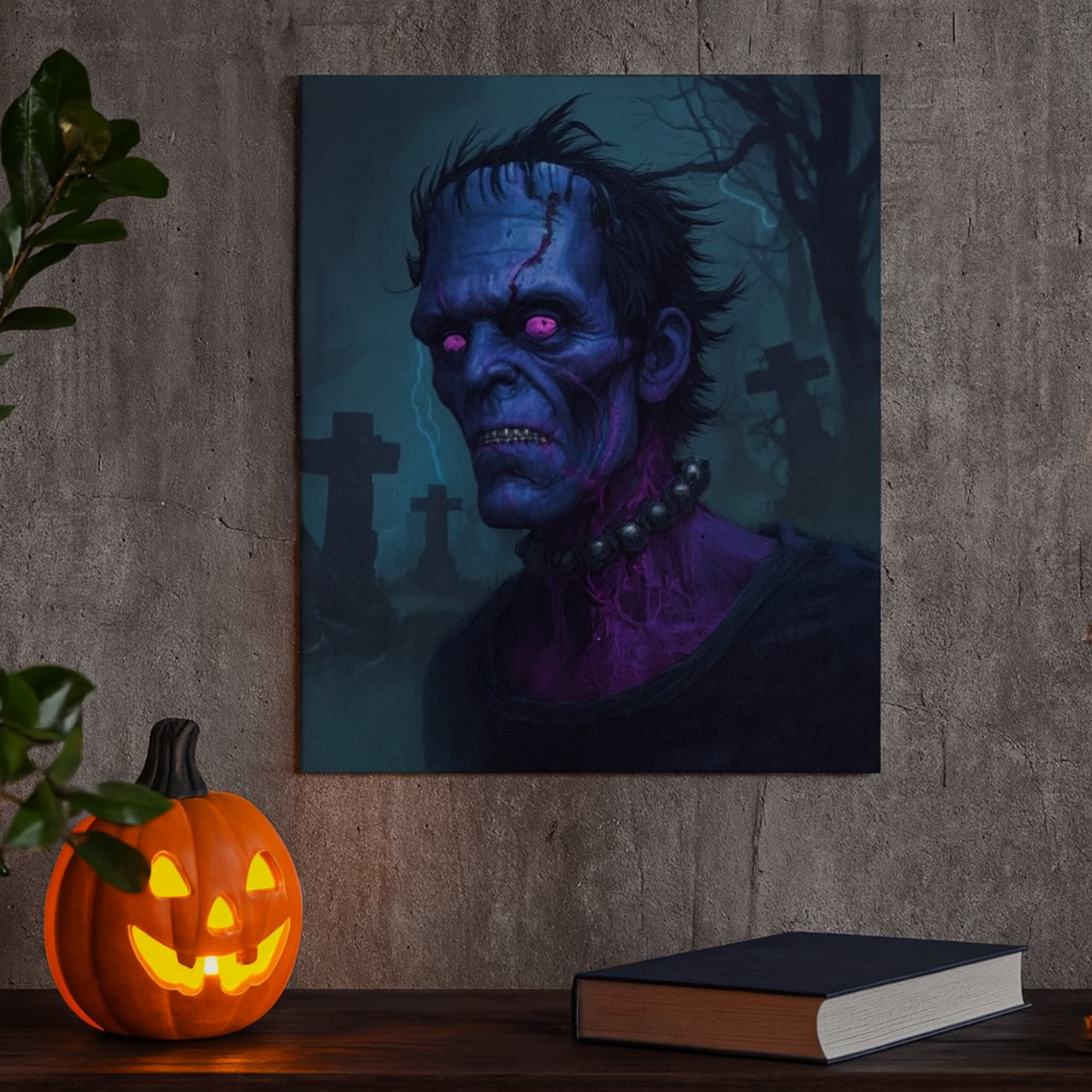 Frankenstein Monster Vertical Poster Gothic Halloween Wall Art, Creepy Horror Print for Haunted Home Décor product thumbnail image