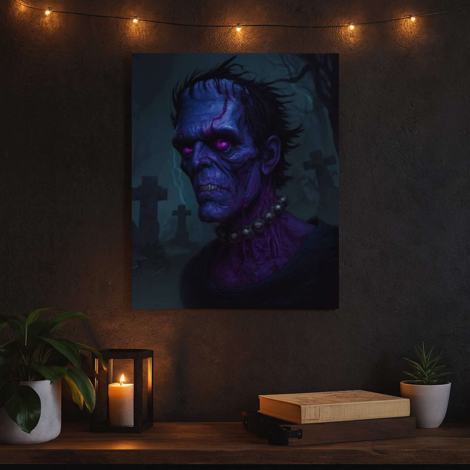 Frankenstein Monster Vertical Poster Gothic Halloween Wall Art, Creepy Horror Print for Haunted Home Décor product thumbnail image
