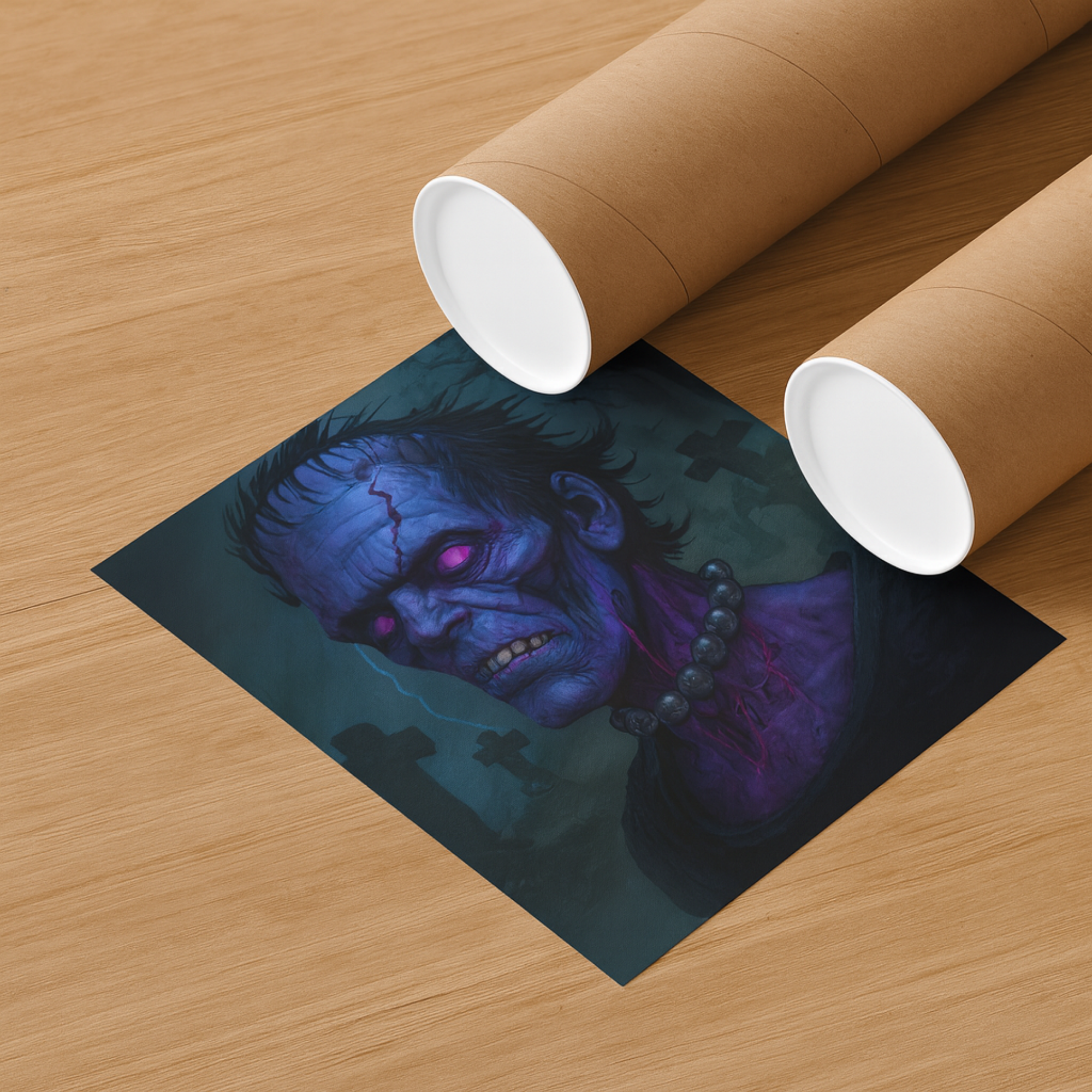 Frankenstein Monster Vertical Poster Gothic Halloween Wall Art, Creepy Horror Print for Haunted Home Décor product thumbnail image