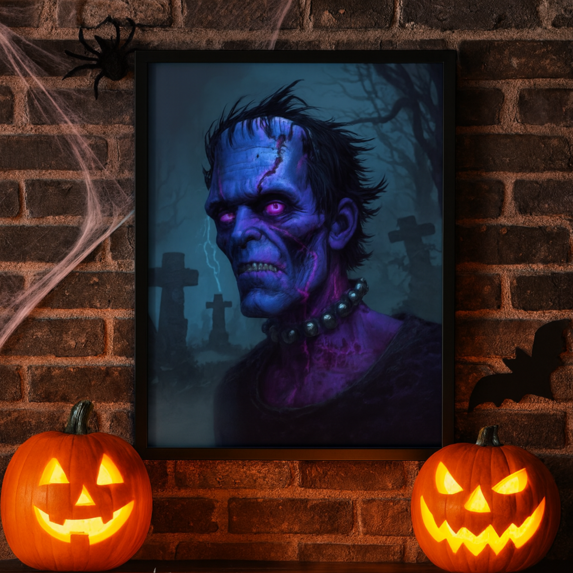 Frankenstein Monster Vertical Poster Gothic Halloween Wall Art, Creepy Horror Print for Haunted Home Décor product thumbnail image