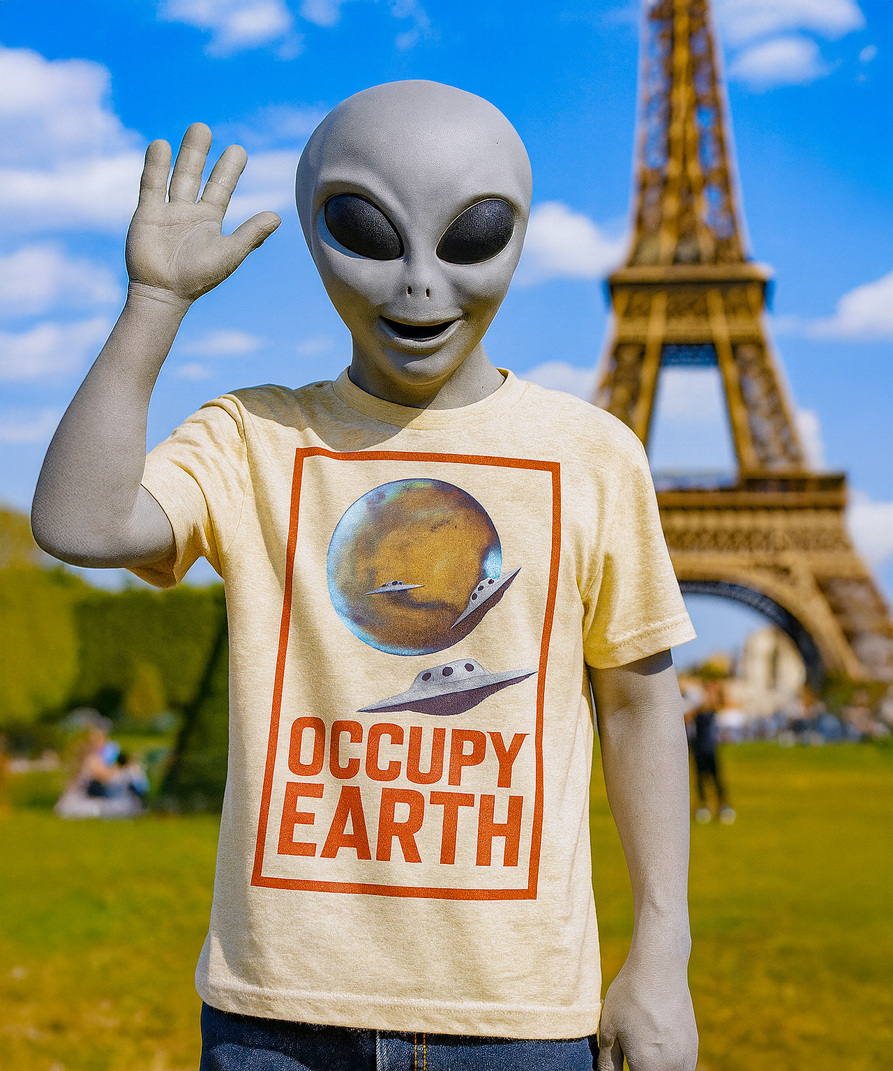 Occupy Earth Retro Alien Invasion Space Themed Unisex T-Shirt, Summer Casual Wear, Gift for Astronaut Lovers product thumbnail image