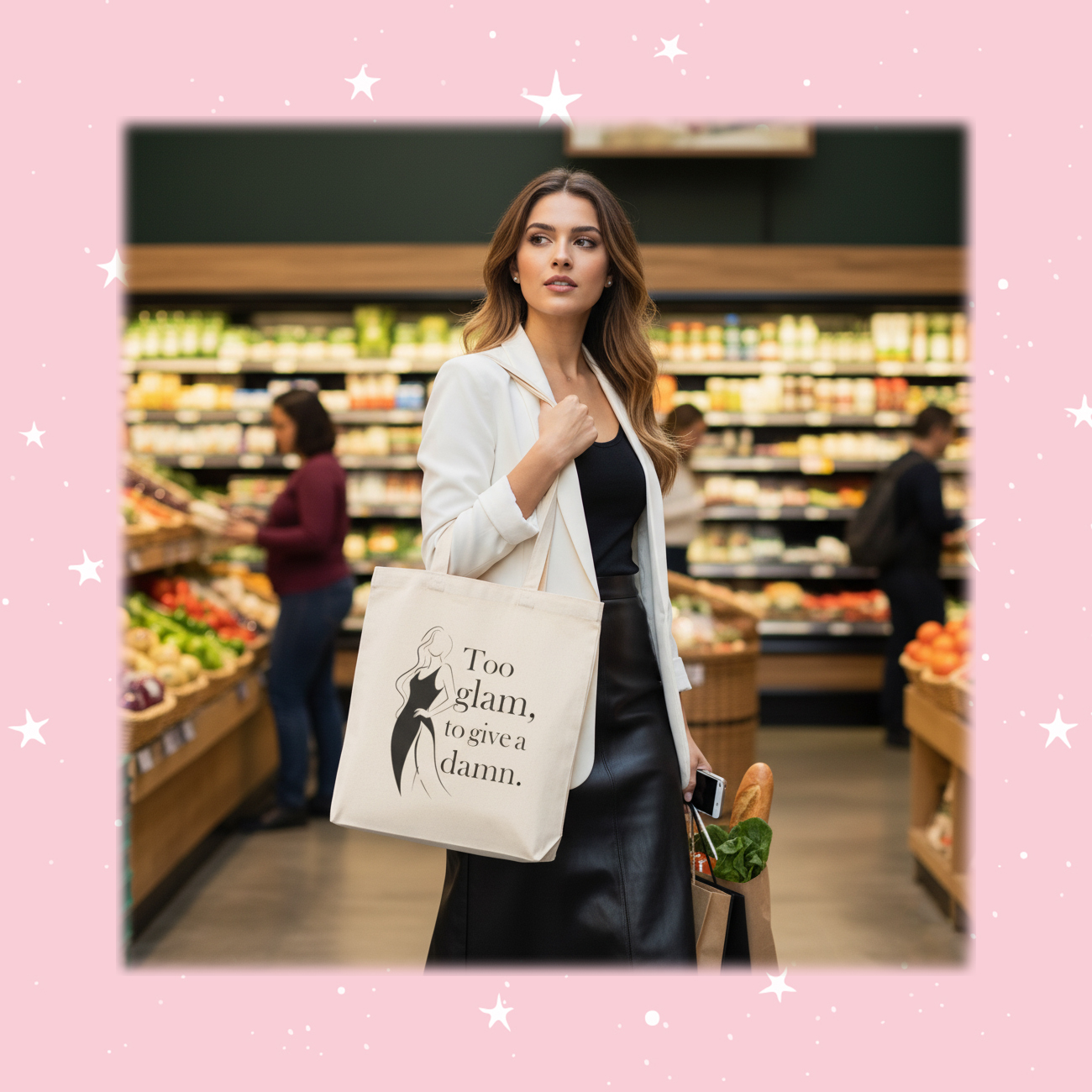 Too Glam to Give a Damn – Everyday Cotton Tote Bag | Glamsis product thumbnail image Too Glam to Give a Damn – Everyday Cotton Tote Bag | Glamsis product thumbnail image