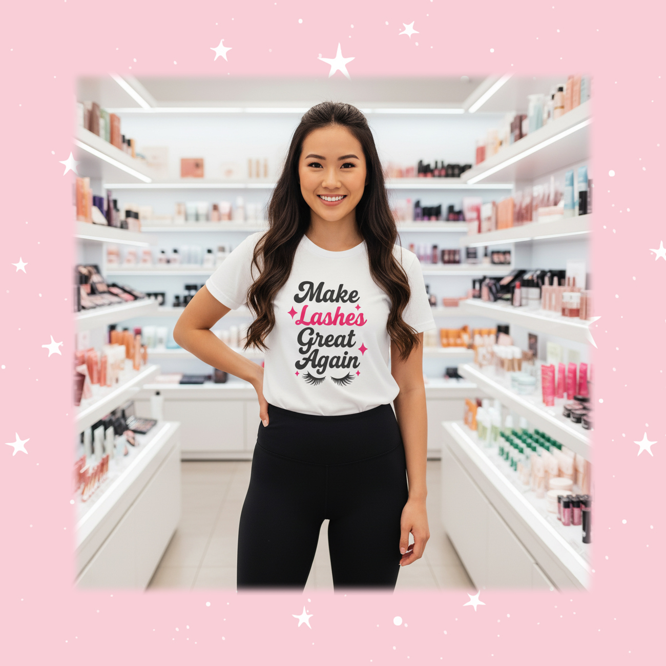 Make Lashes Great Again – Women’s White Softstyle Tee product thumbnail image Make Lashes Great Again – Women’s White Softstyle Tee product thumbnail image