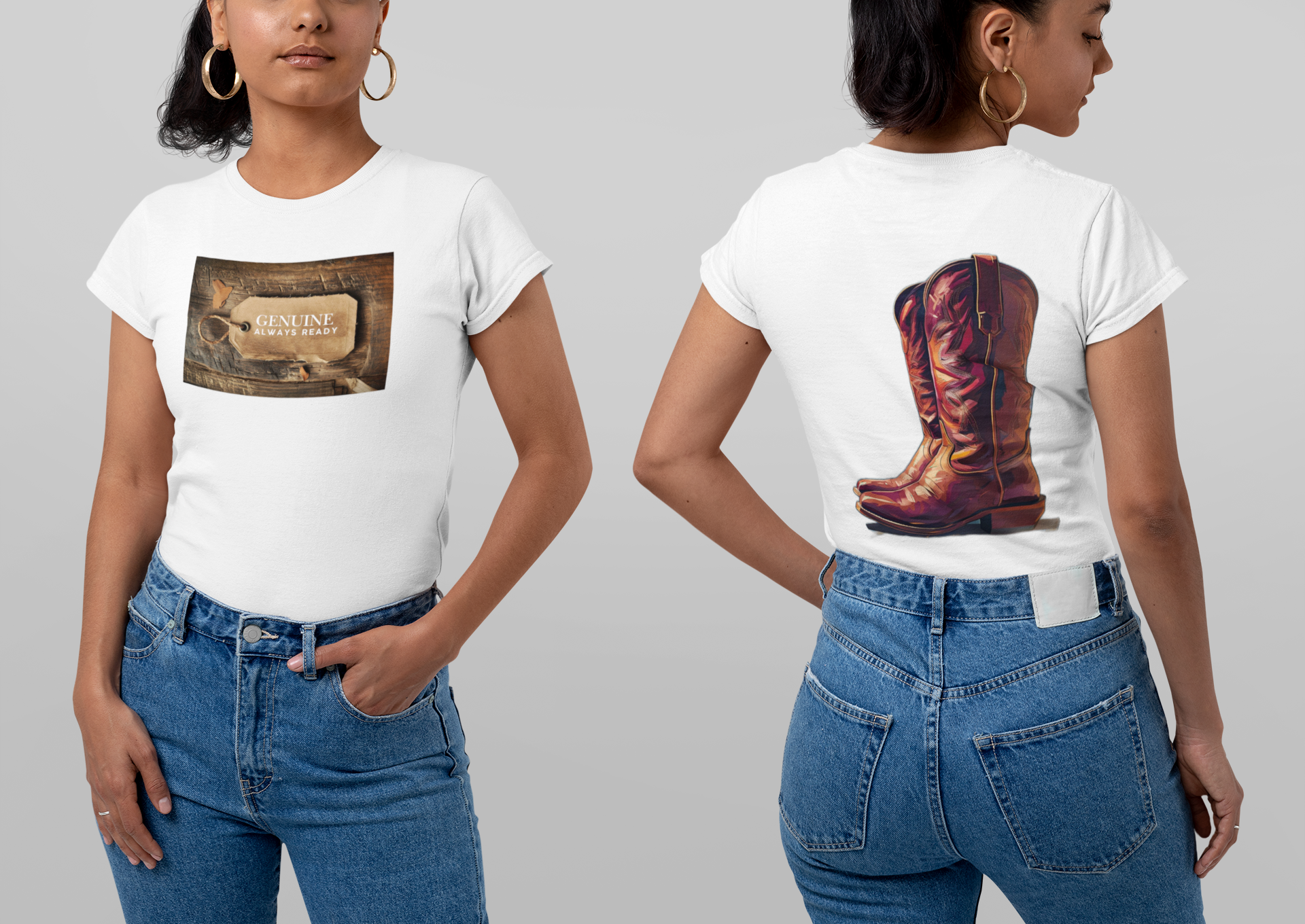 Genuine Western Vibe Women's Softstyle Tee, Boho T-Shirt for Cowgirl, Casual Wear, Country Music Festival, Fall Fashion, Gift for Her product thumbnail image
