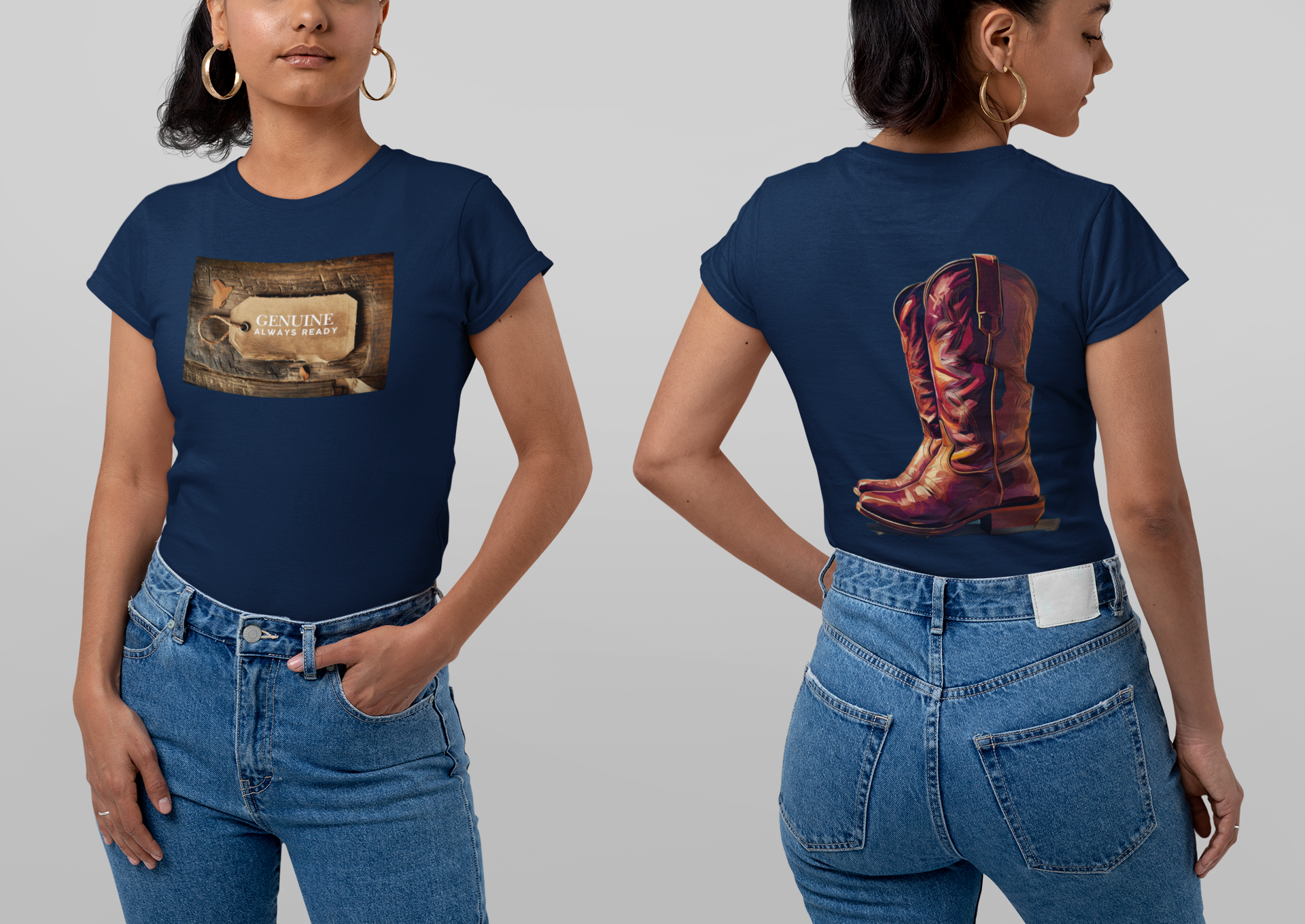 Genuine Western Vibe Women's Softstyle Tee, Boho T-Shirt for Cowgirl, Casual Wear, Country Music Festival, Fall Fashion, Gift for Her product thumbnail image