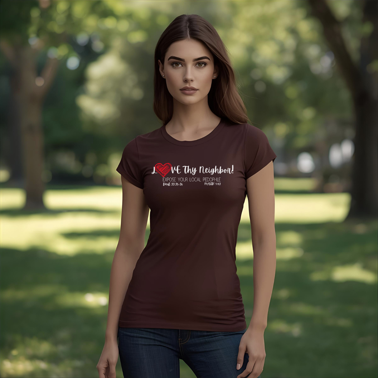 Love Thy Neighbor - Expose Women's Softstyle Tee Shirt Expose Local Pedophile Keep Kids Safe Obey God's Command product thumbnail image Love Thy Neighbor - Expose Women's Softstyle Tee Shirt Expose Local Pedophile Keep Kids Safe Obey God's Command product thumbnail image