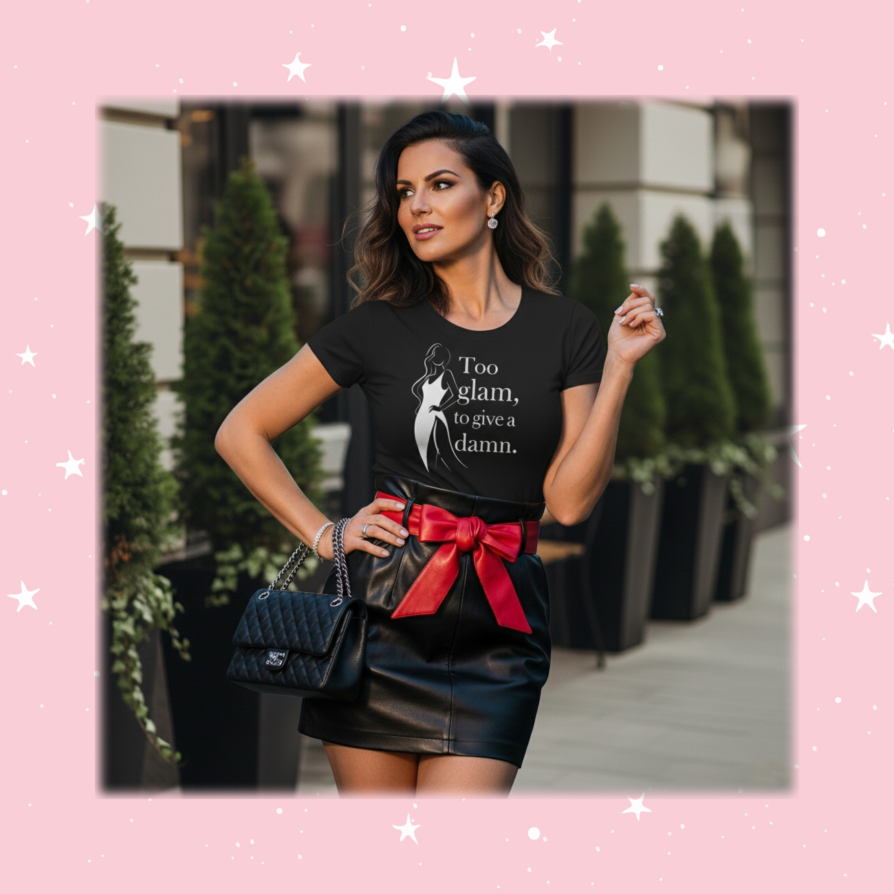 Too Glam to Give a Damn - Women’s Softstyle Black Tee
