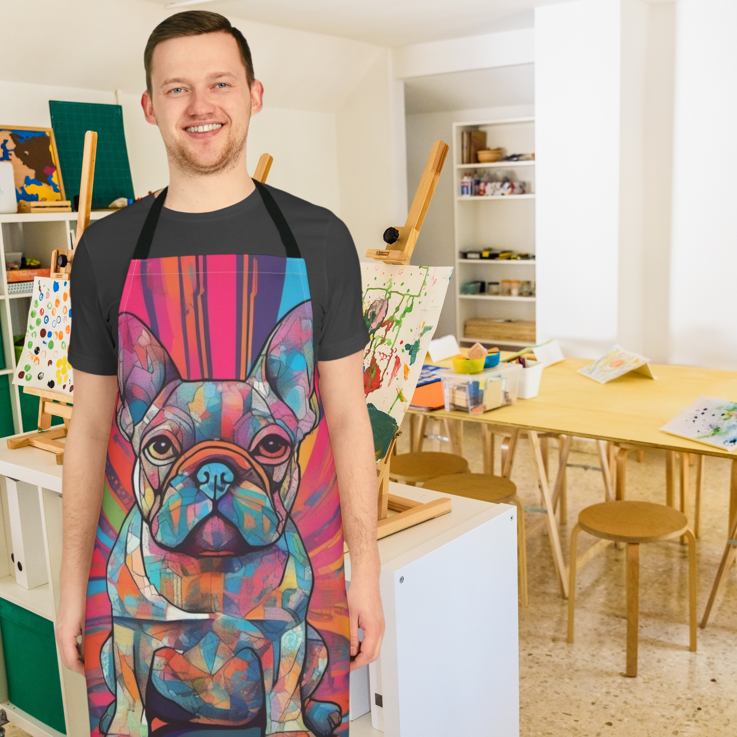 🎨 Pop Art French Bulldog Apron – Vibrant Kitchen and Craft Wear for Dog Lovers