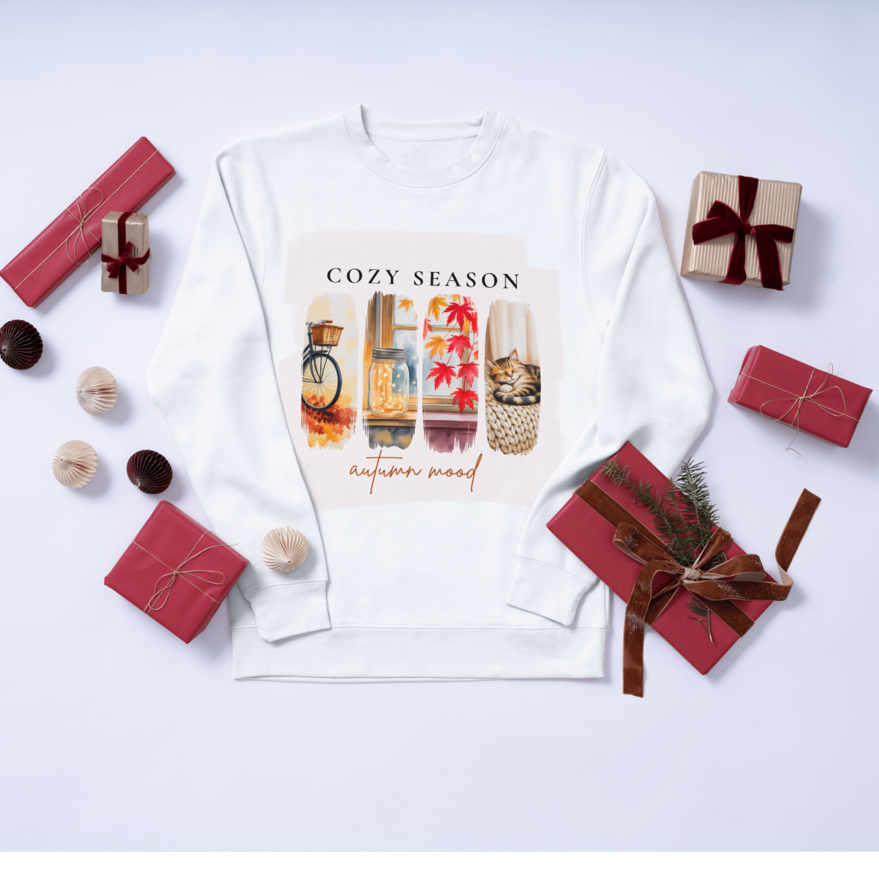 Cozy Season Autumn Mood Sweatshirt | Fall Aesthetic Pullover | Cozy Gift for Her | Autumn Leaves &amp; Pumpkin Spice Vibes | Cute Fall Crewneck product thumbnail image