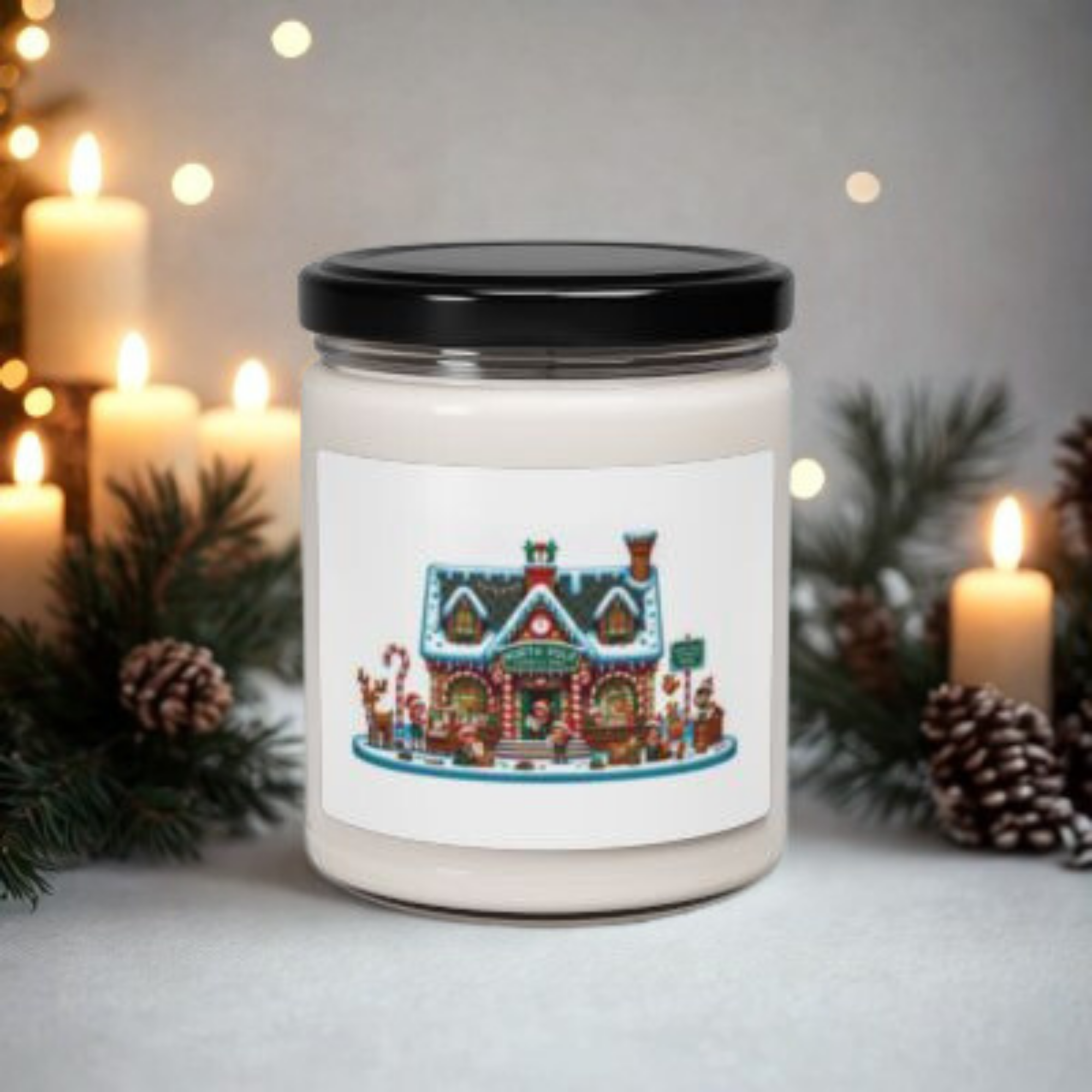 Cozy Christmas Candle 9oz Scented Soy Jar | Gingerbread House Holiday Decor | Festive Gift for Winter And Christmas Lovers product thumbnail image Cozy Christmas Candle 9oz Scented Soy Jar | Gingerbread House Holiday Decor | Festive Gift for Winter And Christmas Lovers product thumbnail image