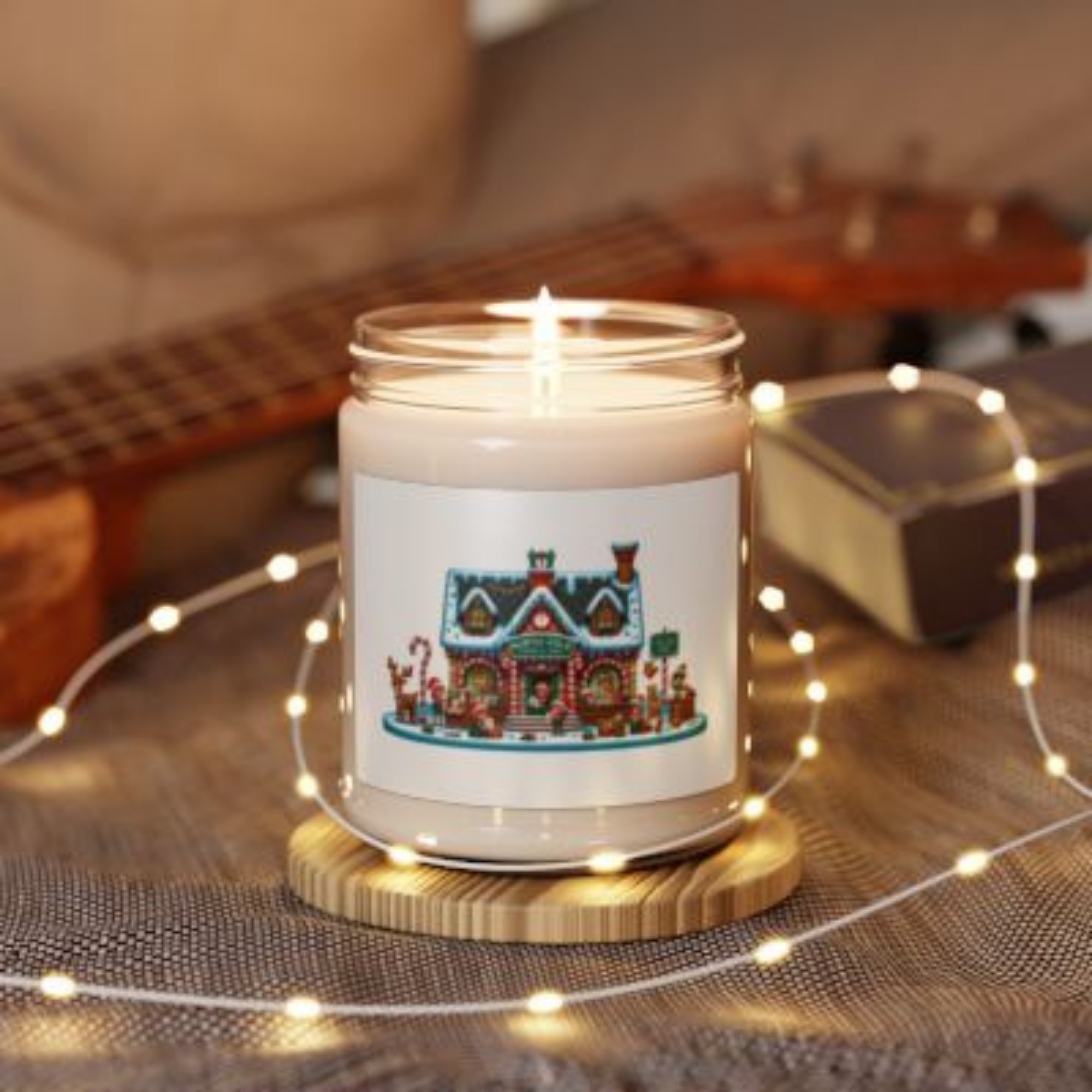 Cozy Christmas Candle 9oz Scented Soy Jar | Gingerbread House Holiday Decor | Festive Gift for Winter And Christmas Lovers product thumbnail image Cozy Christmas Candle 9oz Scented Soy Jar | Gingerbread House Holiday Decor | Festive Gift for Winter And Christmas Lovers product thumbnail image