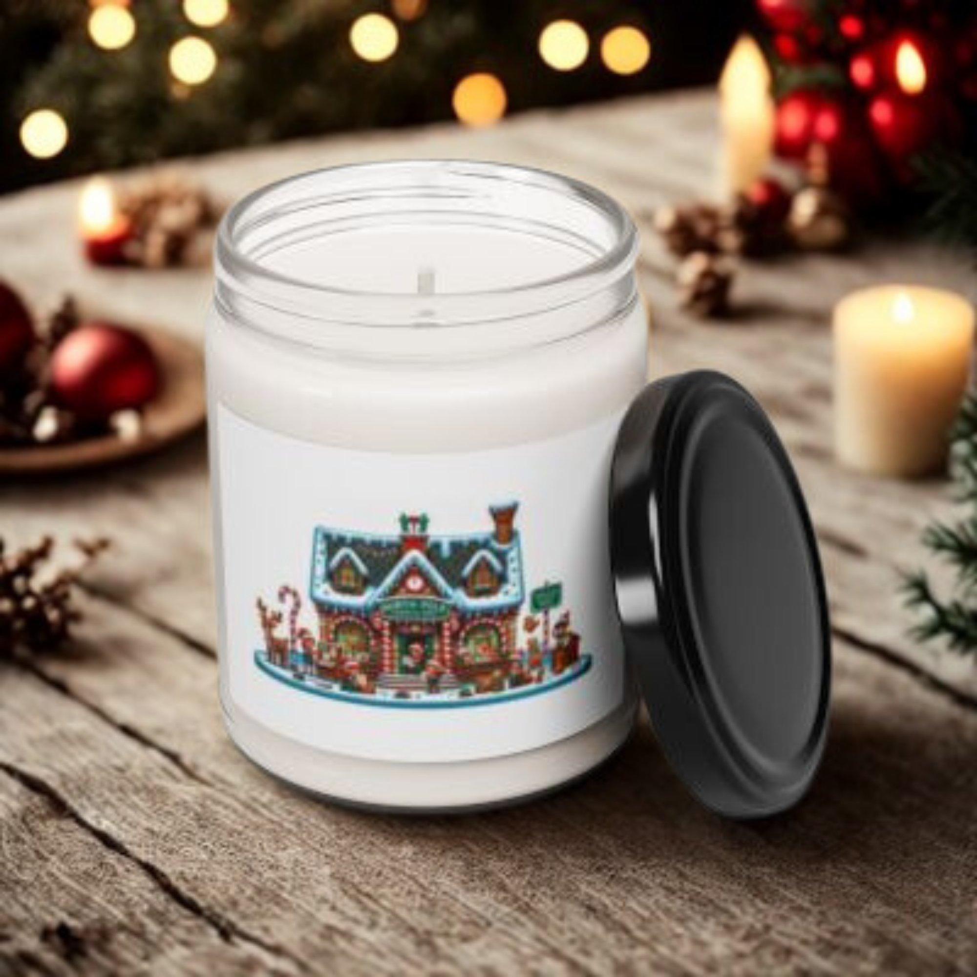 Cozy Christmas Candle 9oz Scented Soy Jar | Gingerbread House Holiday Decor | Festive Gift for Winter And Christmas Lovers product thumbnail image Cozy Christmas Candle 9oz Scented Soy Jar | Gingerbread House Holiday Decor | Festive Gift for Winter And Christmas Lovers product thumbnail image