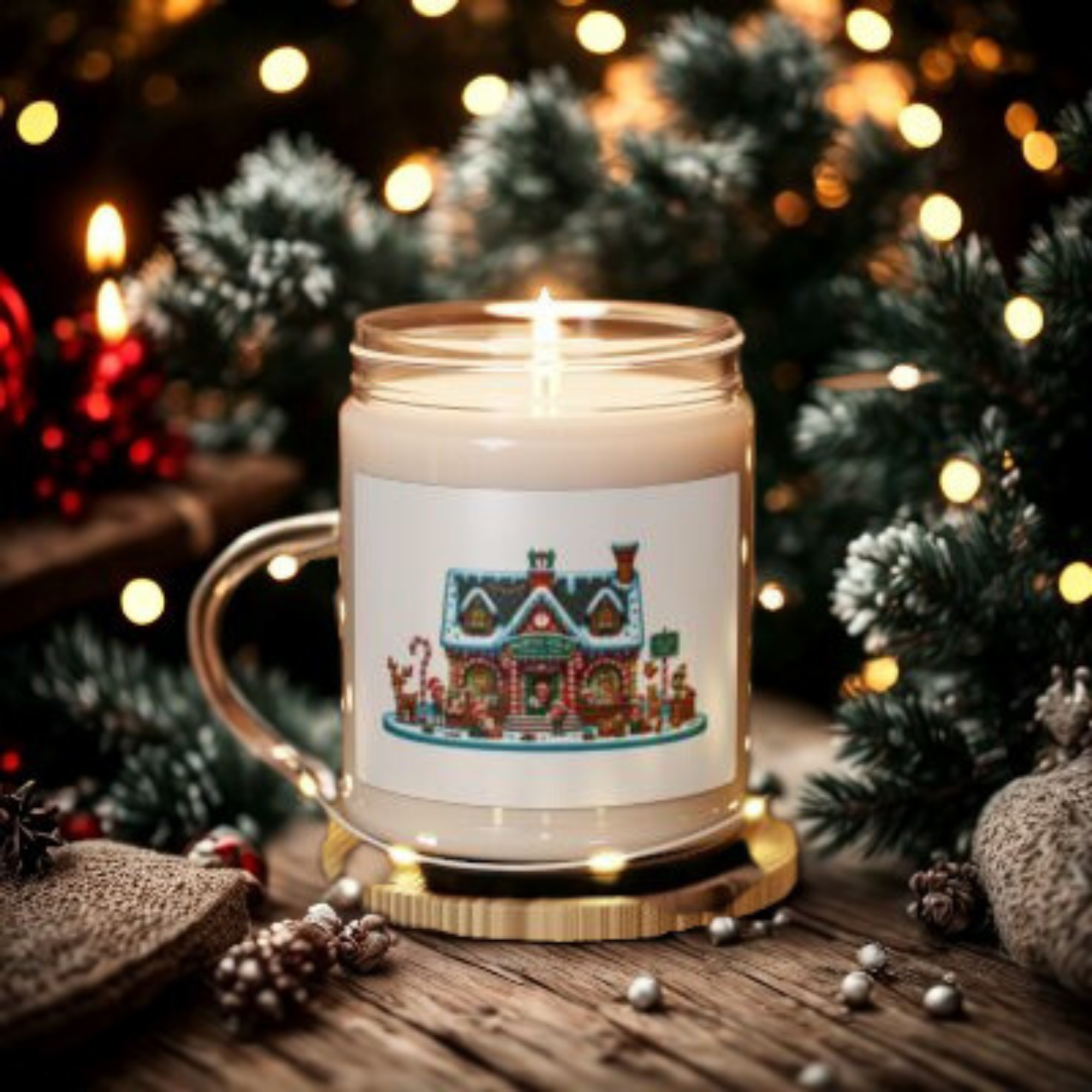 Cozy Christmas Candle 9oz Scented Soy Jar | Gingerbread House Holiday Decor | Festive Gift for Winter And Christmas Lovers product thumbnail image Cozy Christmas Candle 9oz Scented Soy Jar | Gingerbread House Holiday Decor | Festive Gift for Winter And Christmas Lovers product thumbnail image