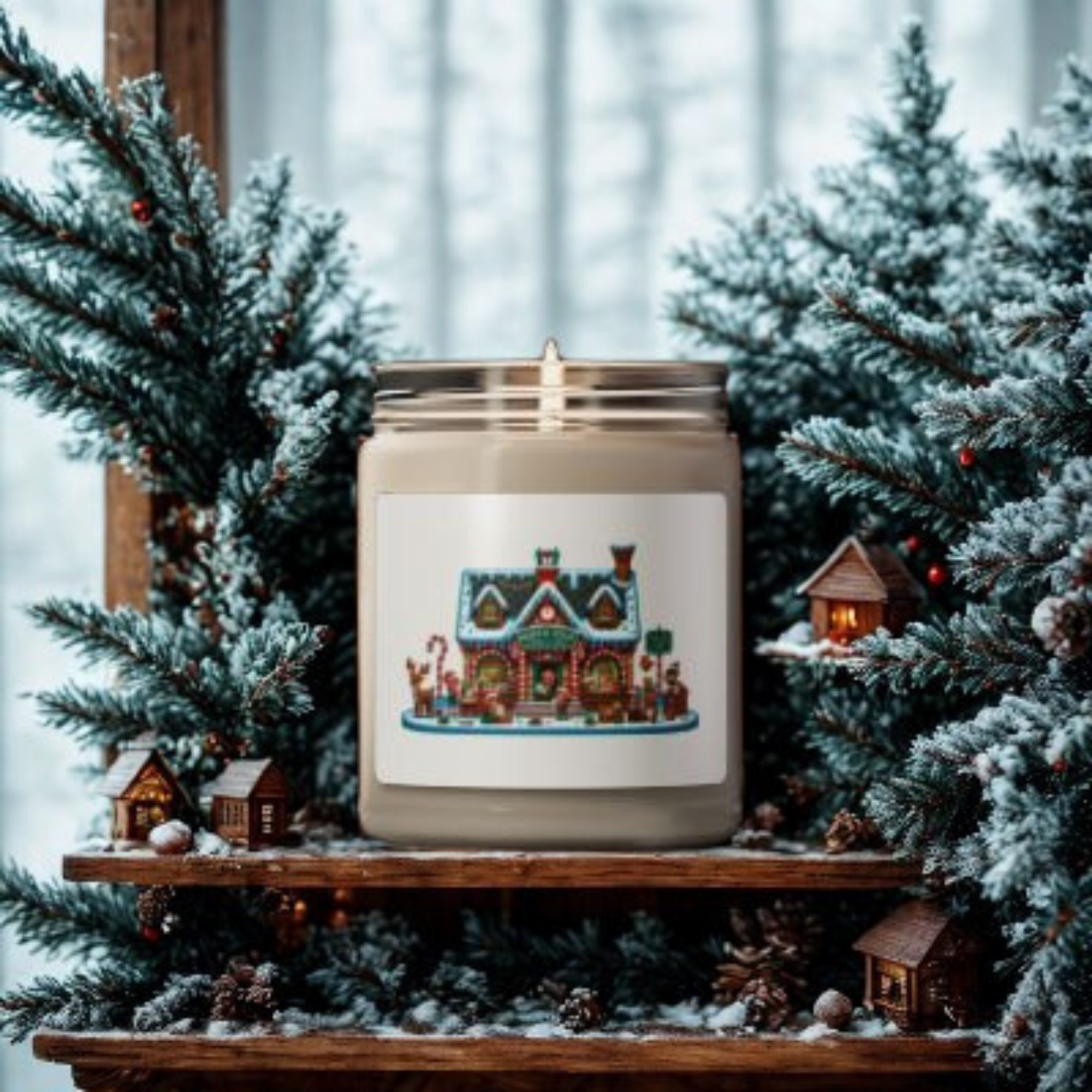 Cozy Christmas Candle 9oz Scented Soy Jar | Gingerbread House Holiday Decor | Festive Gift for Winter And Christmas Lovers product thumbnail image Cozy Christmas Candle 9oz Scented Soy Jar | Gingerbread House Holiday Decor | Festive Gift for Winter And Christmas Lovers product thumbnail image