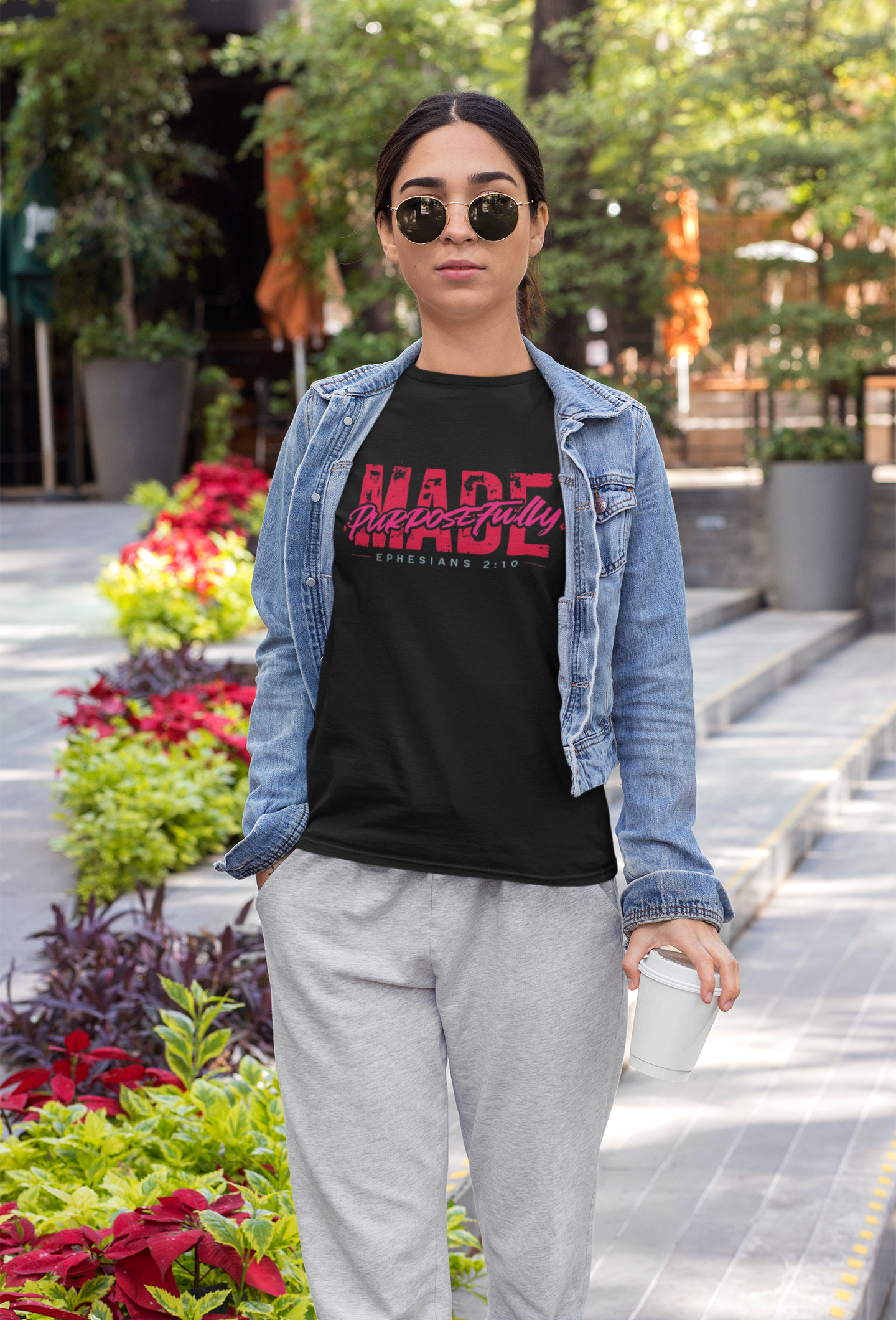 Purposeful Made Tee - Inspirational Black T-Shirt, Faith-Based Fashion, Meaningful Gift, Casual Wear, Everyday Essentials product thumbnail image