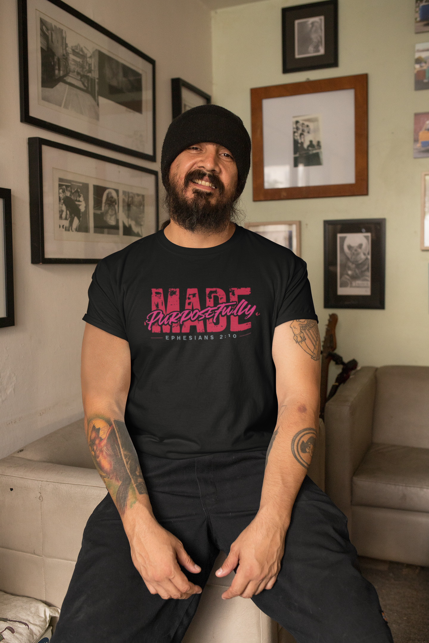 Purposeful Made Tee - Inspirational Black T-Shirt, Faith-Based Fashion, Meaningful Gift, Casual Wear, Everyday Essentials product thumbnail image