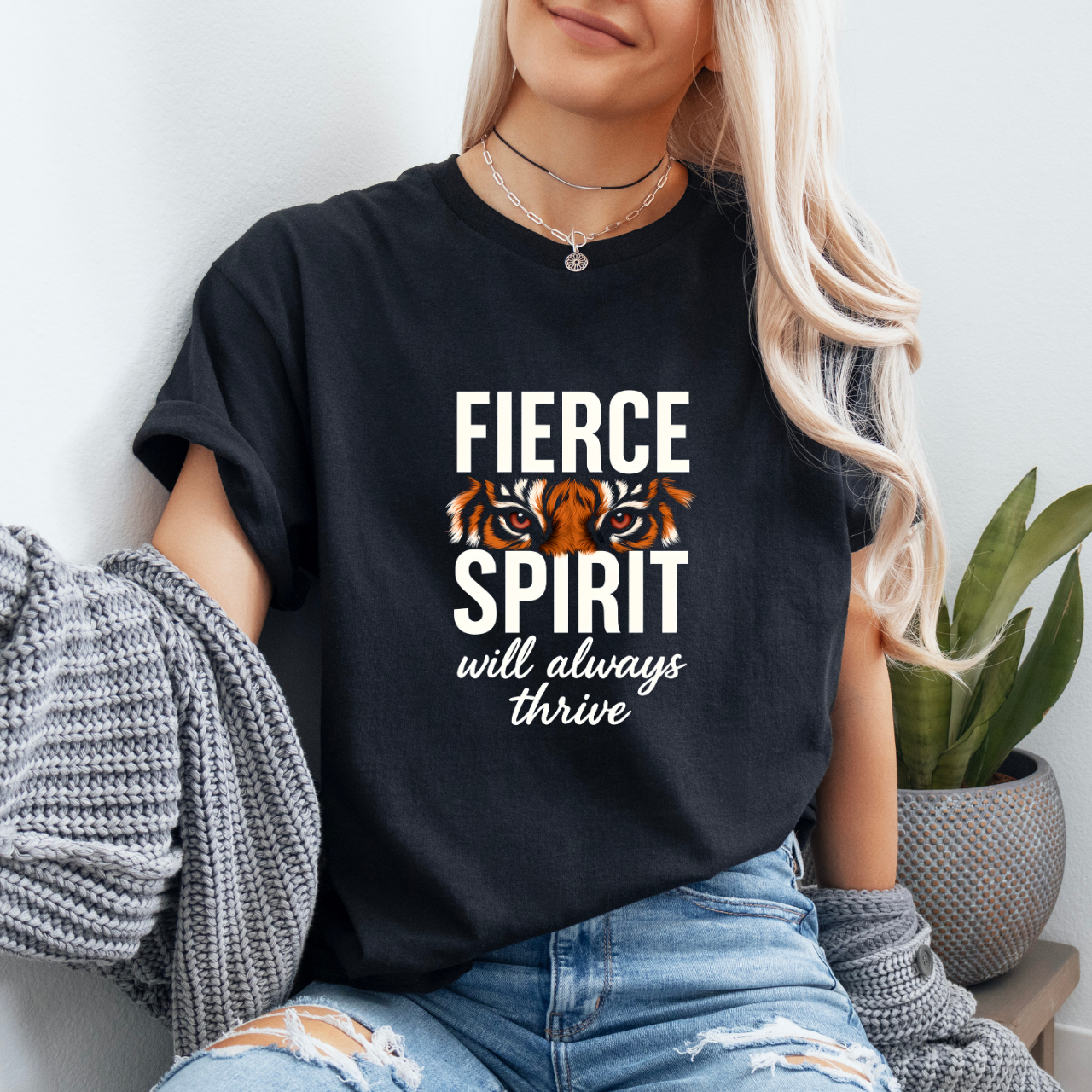 Fierce Spirit T-Shirt | Unisex Garment-Dyed Tee, Motivational Gift, Tiger Design, Empowering Apparel, Casual Wear, Gift for Her product thumbnail image Fierce Spirit T-Shirt | Unisex Garment-Dyed Tee, Motivational Gift, Tiger Design, Empowering Apparel, Casual Wear, Gift for Her product thumbnail image