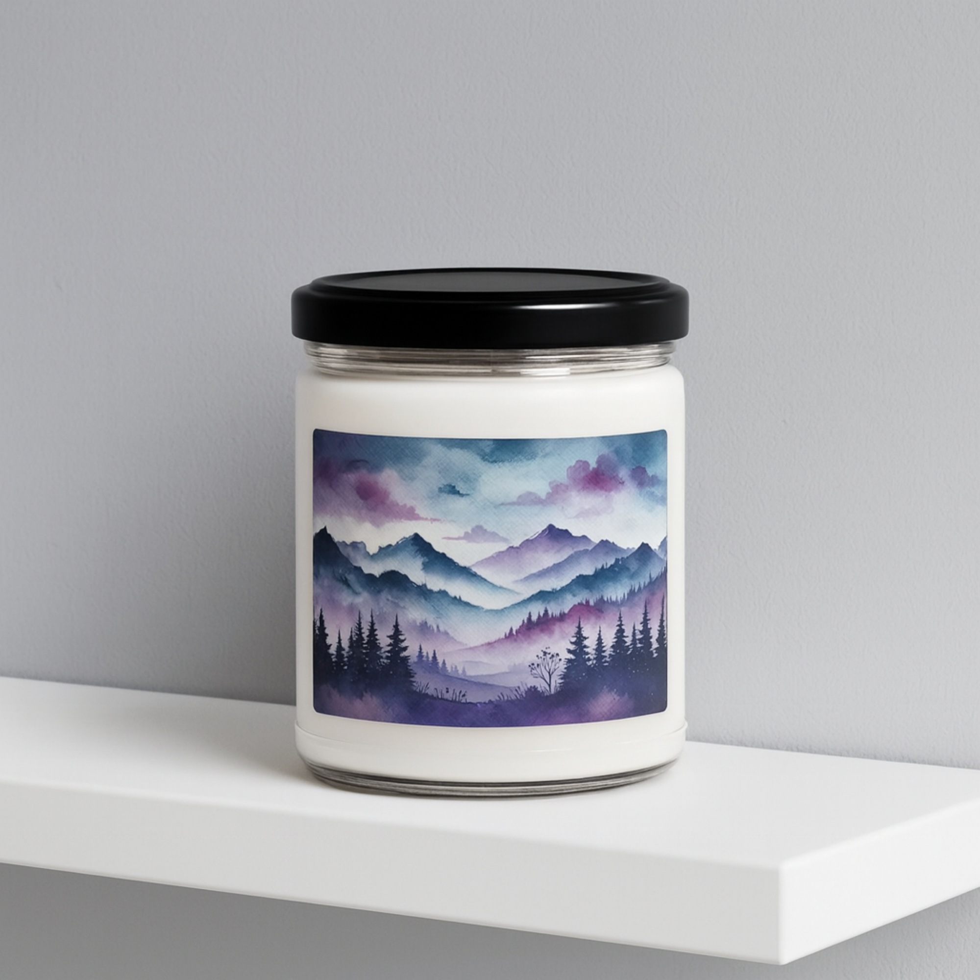 Mystical Mountain Design Scented Candle Glass Jar Soy Candle 9oz Zen Decor Aromatherapy Gift product thumbnail image