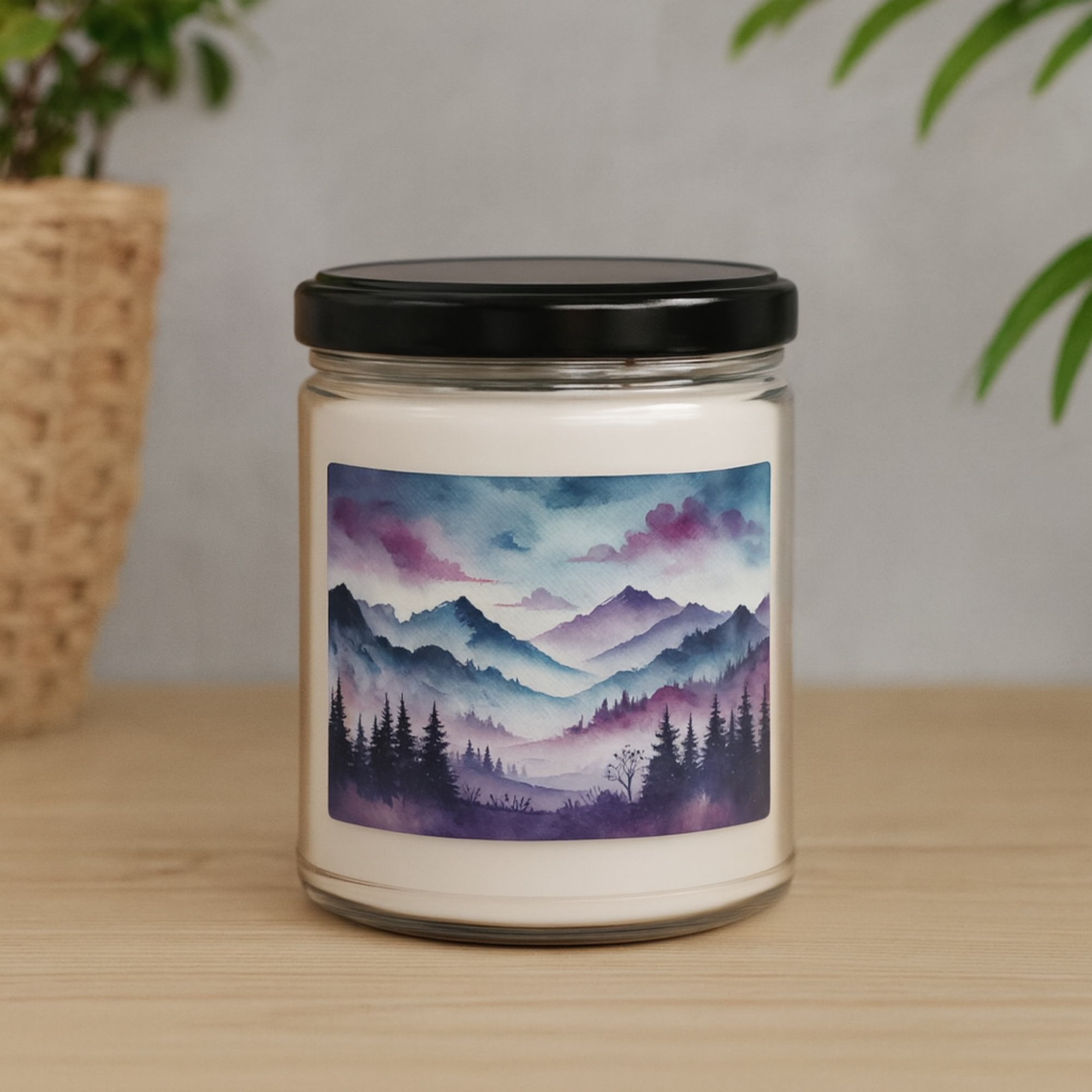 Mystical Mountain Design Scented Candle Glass Jar Soy Candle 9oz Zen Decor Aromatherapy Gift