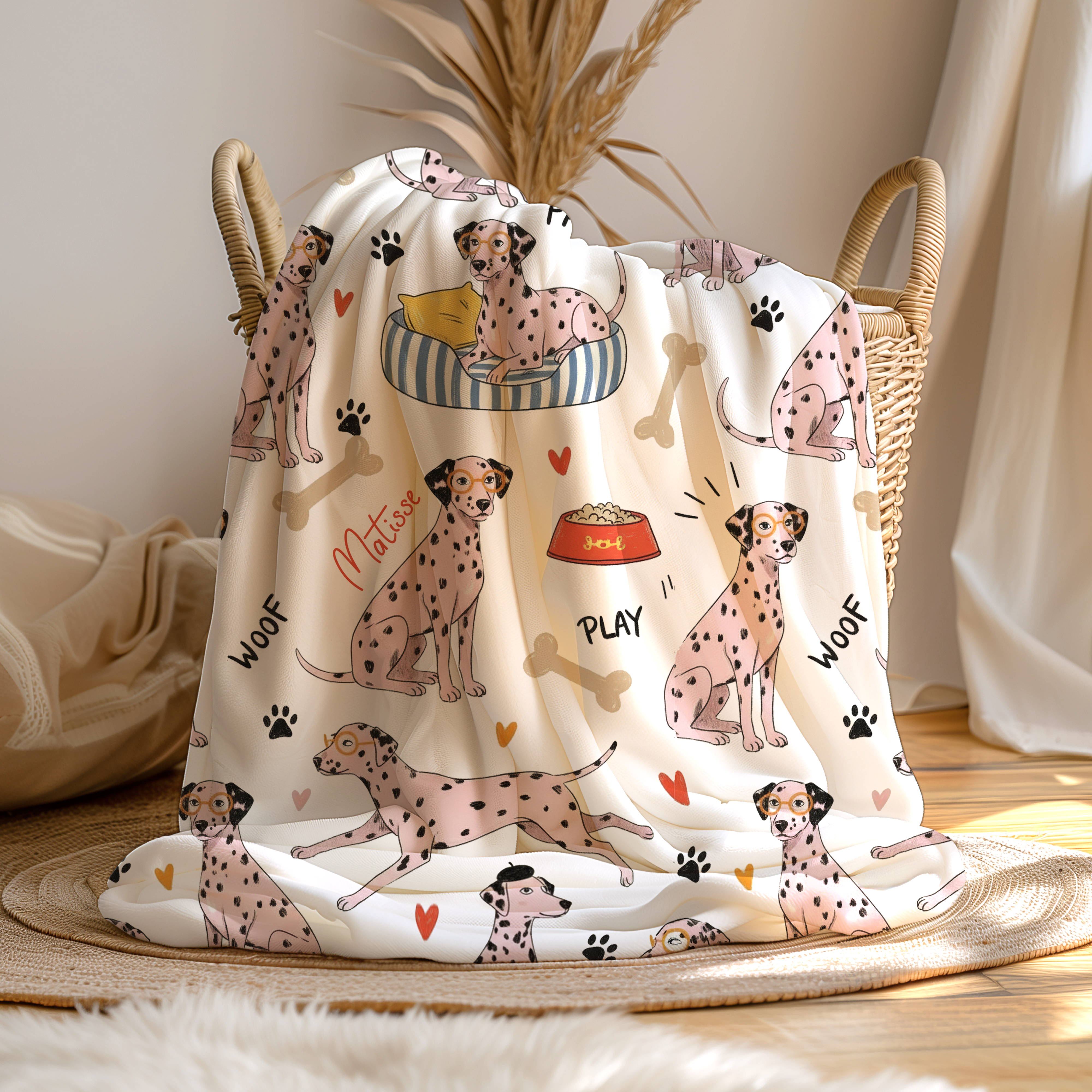 Custom Dog Name Blanket Personalized Sherpa or Minky Throw Cozy Couch Blanket, Gift for Dog Moms Dog Lovers Velveteen Blanket, Birthday Gift