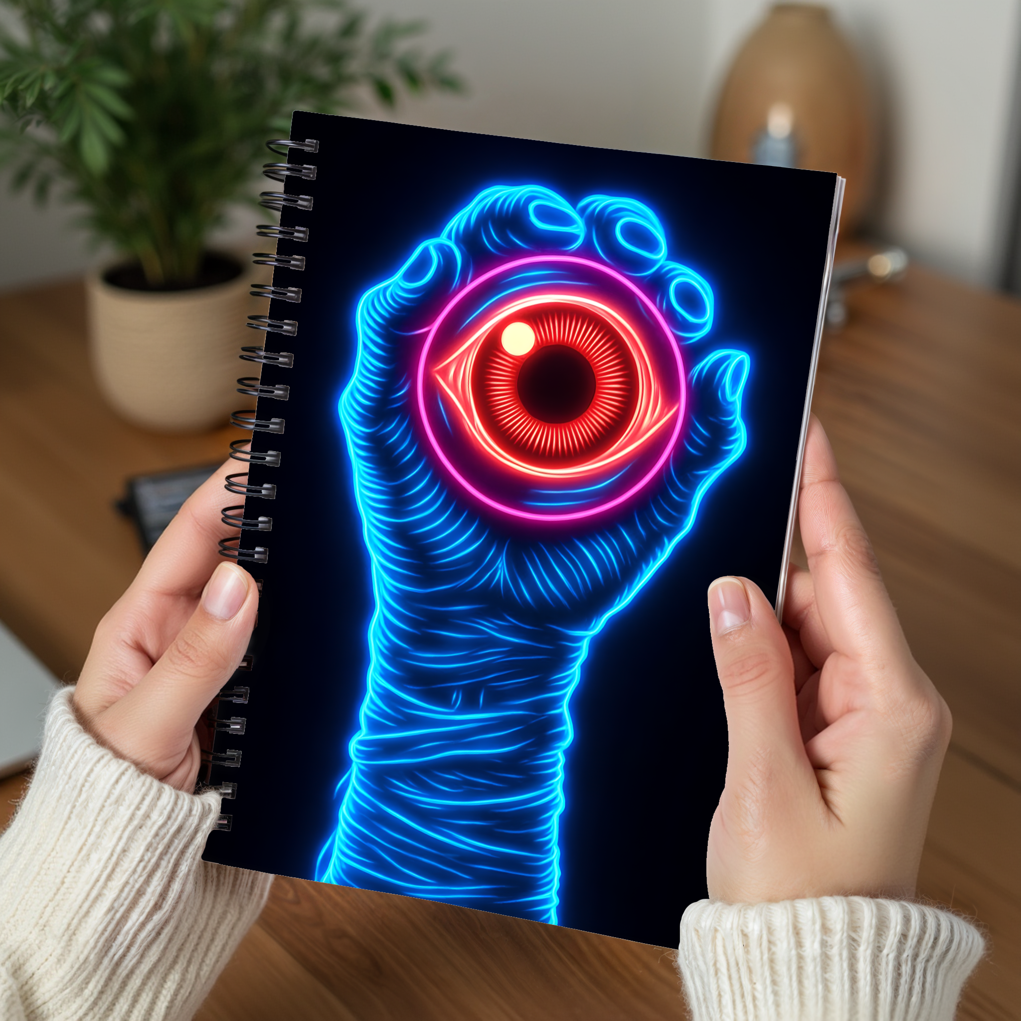 Neon Eye Spiral Notebook - Unique Gift for Creatives, Journal, Sketchbook, School Supplies, Artsy Decor