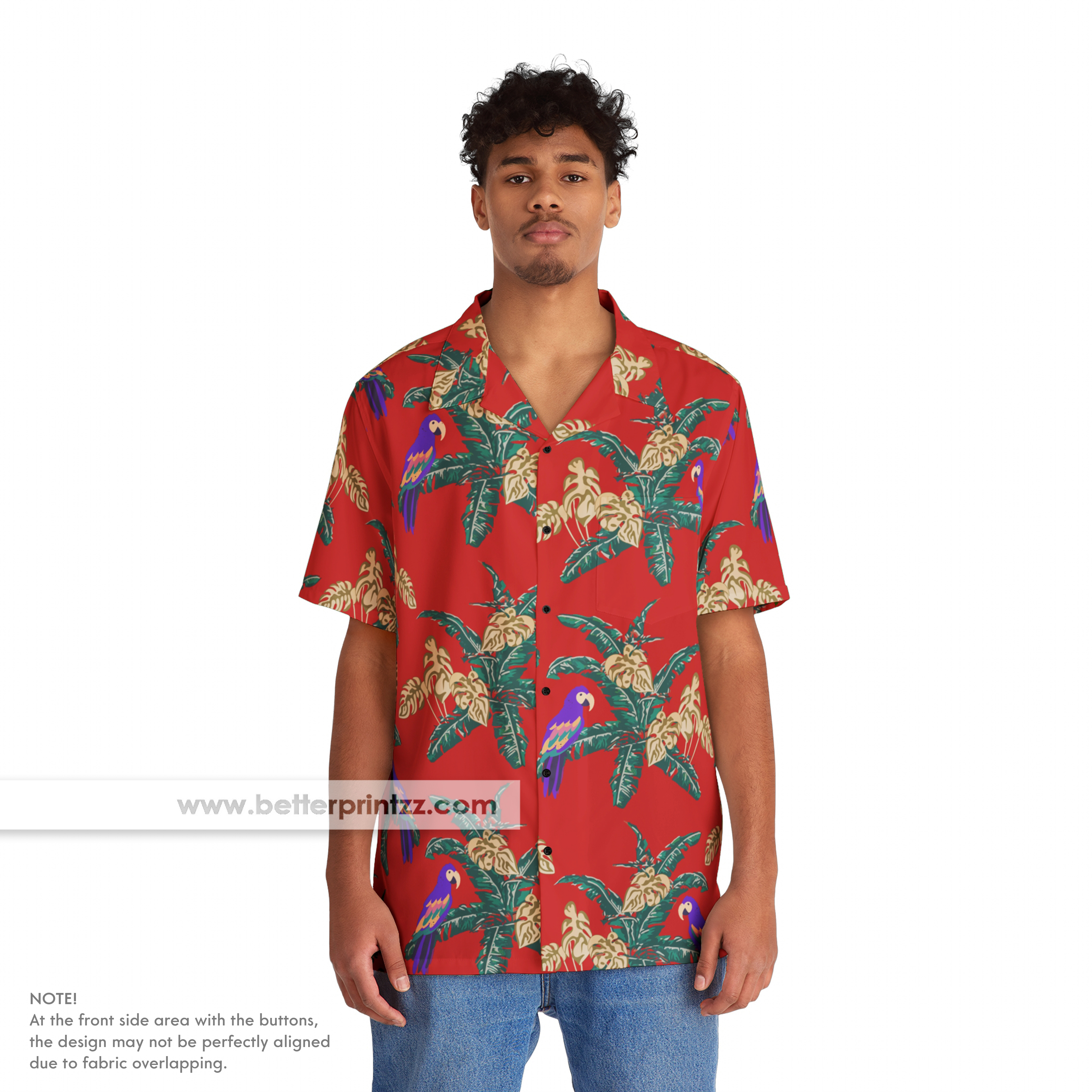 Red Hawaiian Shirt with Parrot - Thomas Magnum PI Costume product thumbnail image Red Hawaiian Shirt with Parrot - Thomas Magnum PI Costume product thumbnail image