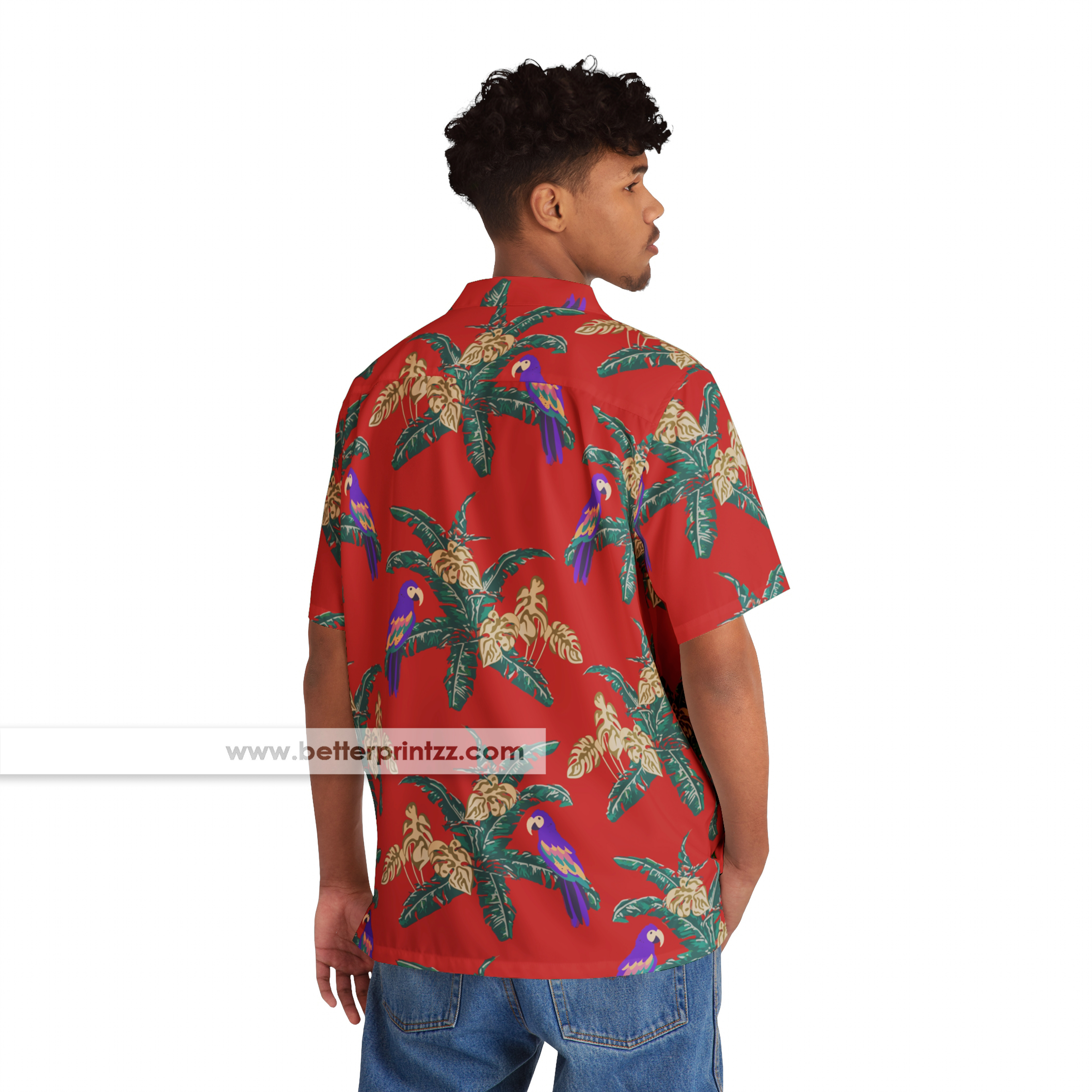 Red Hawaiian Shirt with Parrot - Thomas Magnum PI Costume product thumbnail image Red Hawaiian Shirt with Parrot - Thomas Magnum PI Costume product thumbnail image