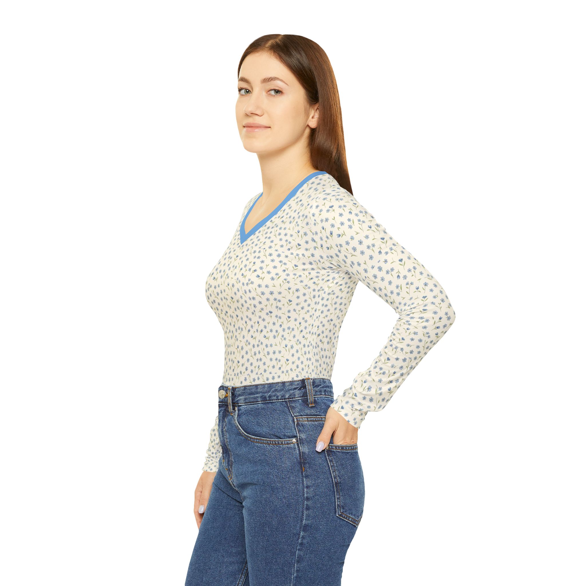 Personalized Women's All Pattern V-neck Shirt, Cozy Casual Top, Cute Everyday Wear, Layering Shirt, Stylish Fall Fashion, Gift for Her product thumbnail image Personalized Women's All Pattern V-neck Shirt, Cozy Casual Top, Cute Everyday Wear, Layering Shirt, Stylish Fall Fashion, Gift for Her product thumbnail image