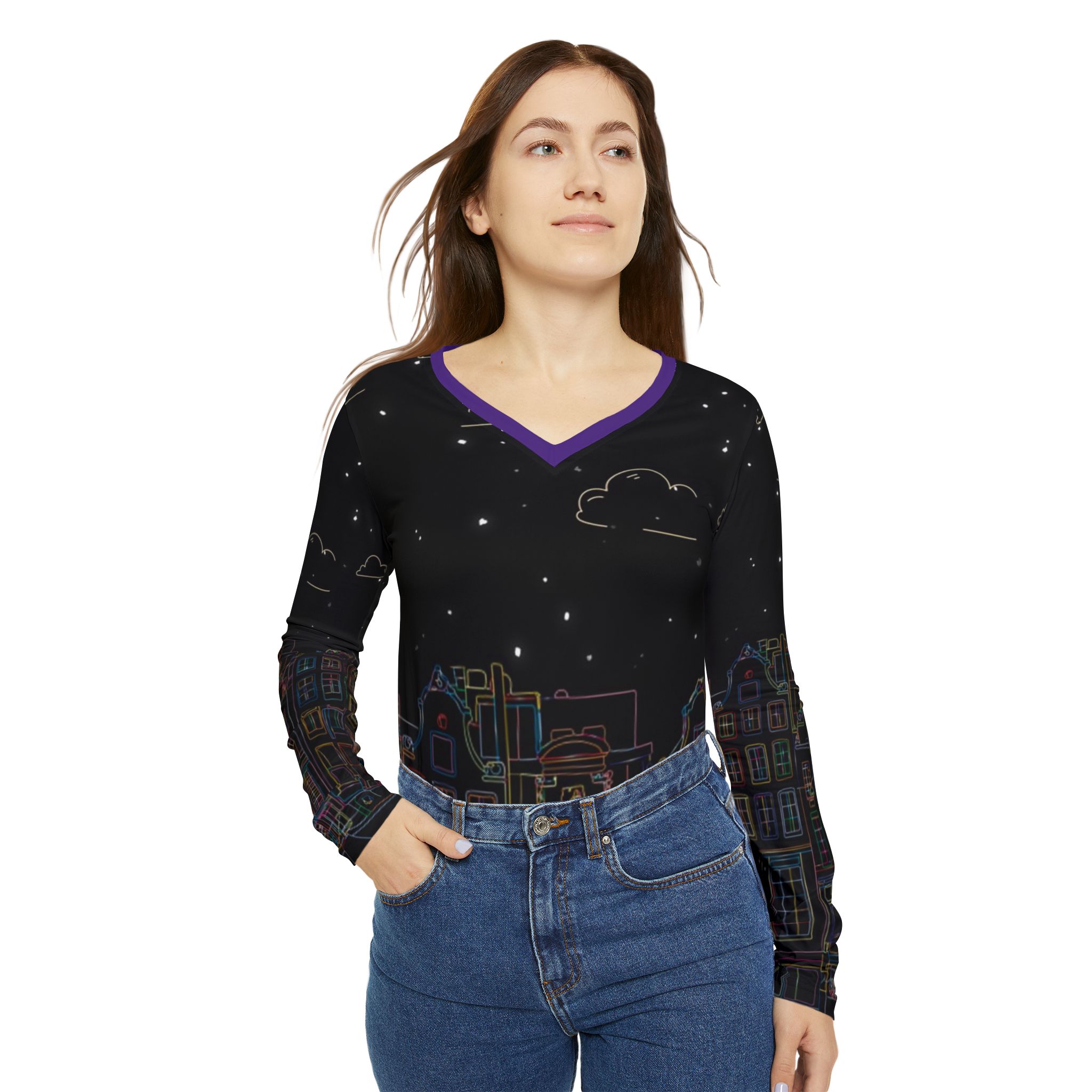 Personalized Women's All Pattern V-neck Shirt, Cozy Casual Top, Cute Everyday Wear, Layering Shirt, Stylish Fall Fashion, Gift for Her product thumbnail image Personalized Women's All Pattern V-neck Shirt, Cozy Casual Top, Cute Everyday Wear, Layering Shirt, Stylish Fall Fashion, Gift for Her product thumbnail image