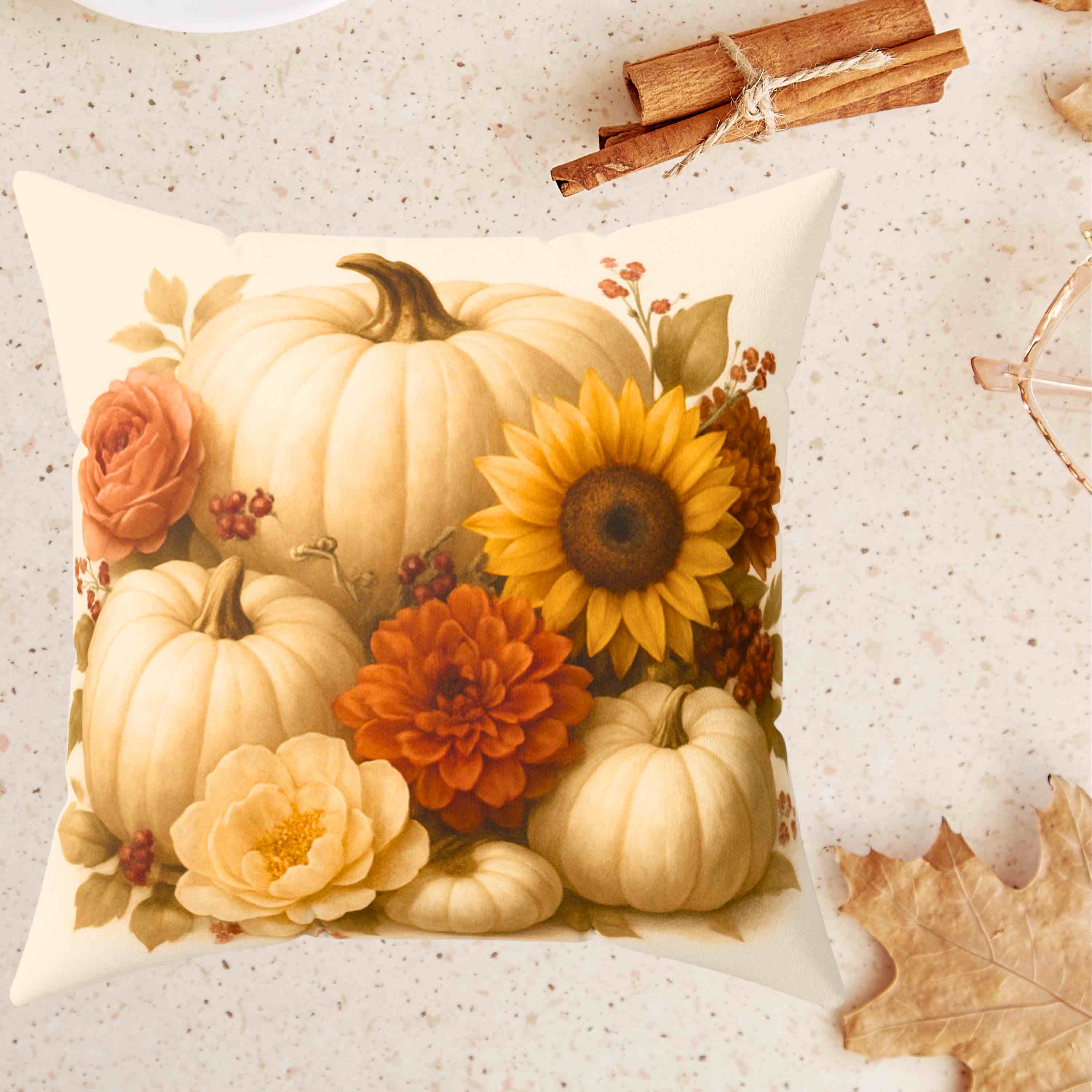 Autumn Floral Pumpkin Pillow, Cozy Fall Decor, Harvest Home Accent, Thanksgiving Gift, Seasonal Cushion product thumbnail image