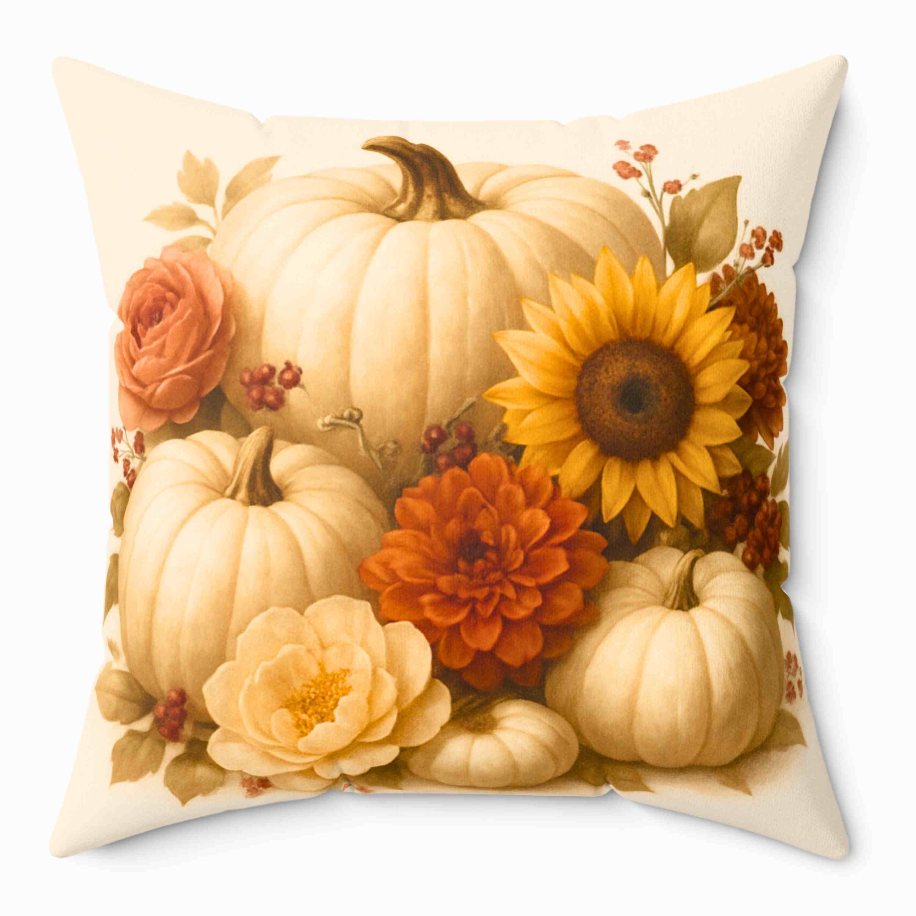 Autumn Floral Pumpkin Pillow, Cozy Fall Decor, Harvest Home Accent, Thanksgiving Gift, Seasonal Cushion product thumbnail image