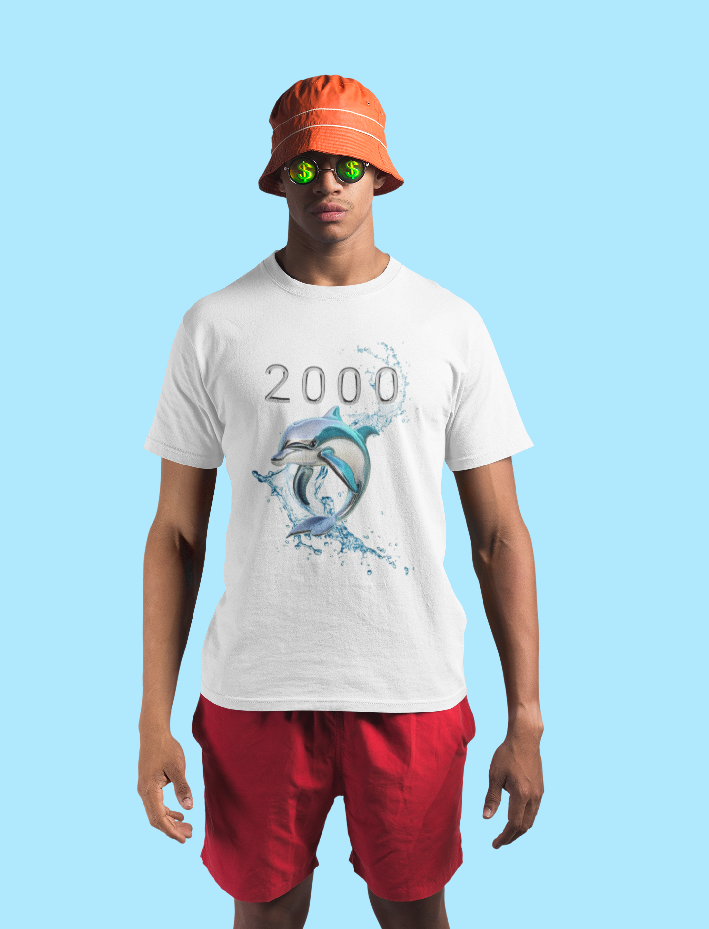 2000 Dolphin Unisex Heavy Cotton Tee, Casual Tee, Beachwear, Gift for Dolphin Lovers, 2000s Nostalgia Shirt, Summer Outfit product thumbnail image 2000 Dolphin Unisex Heavy Cotton Tee, Casual Tee, Beachwear, Gift for Dolphin Lovers, 2000s Nostalgia Shirt, Summer Outfit product thumbnail image