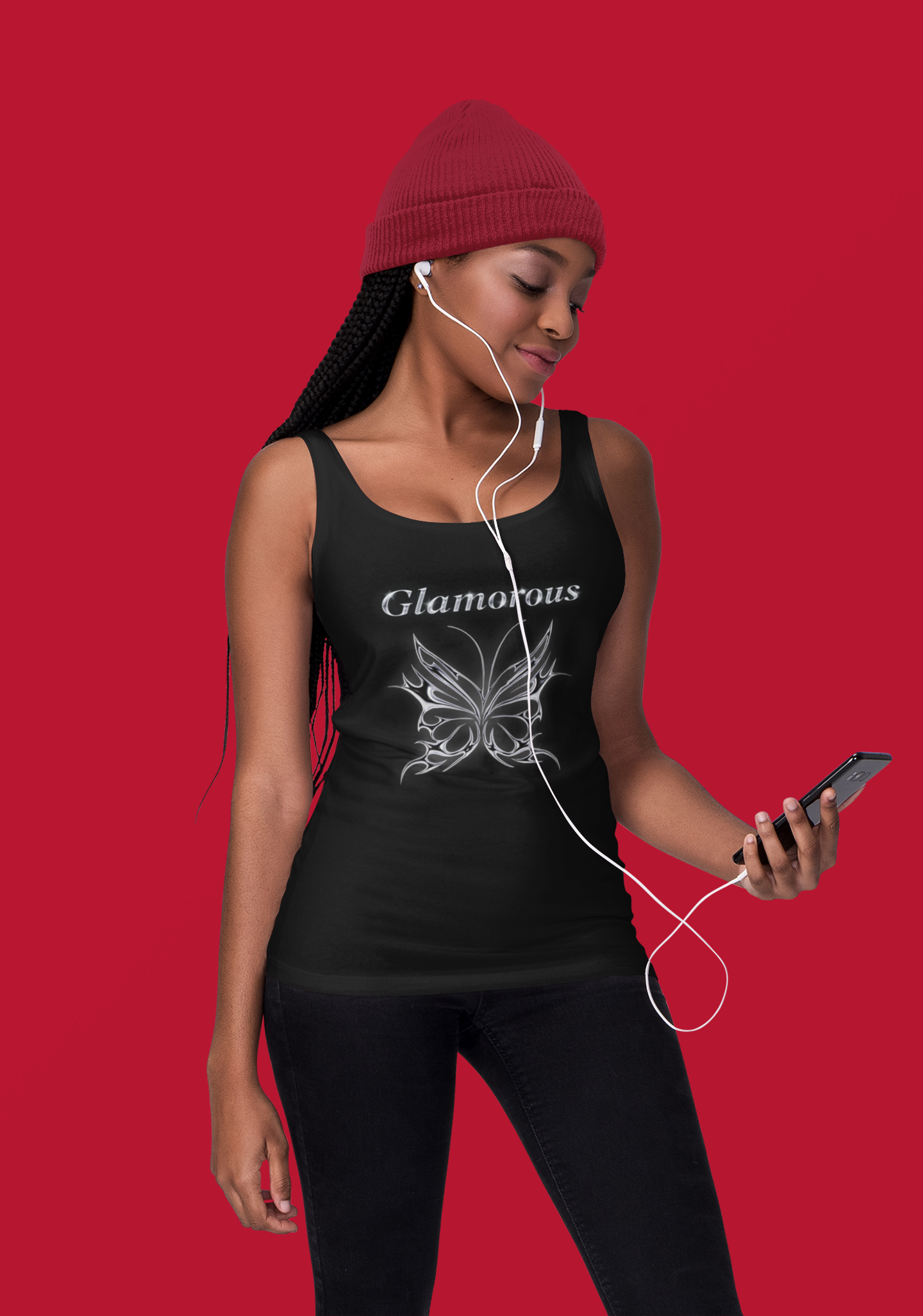 Butterfly Graphic Racerback Tank, Summer Workout Top, Fitness Apparel, Casual Wear, Gift for Her, Stylish Activewear product thumbnail image