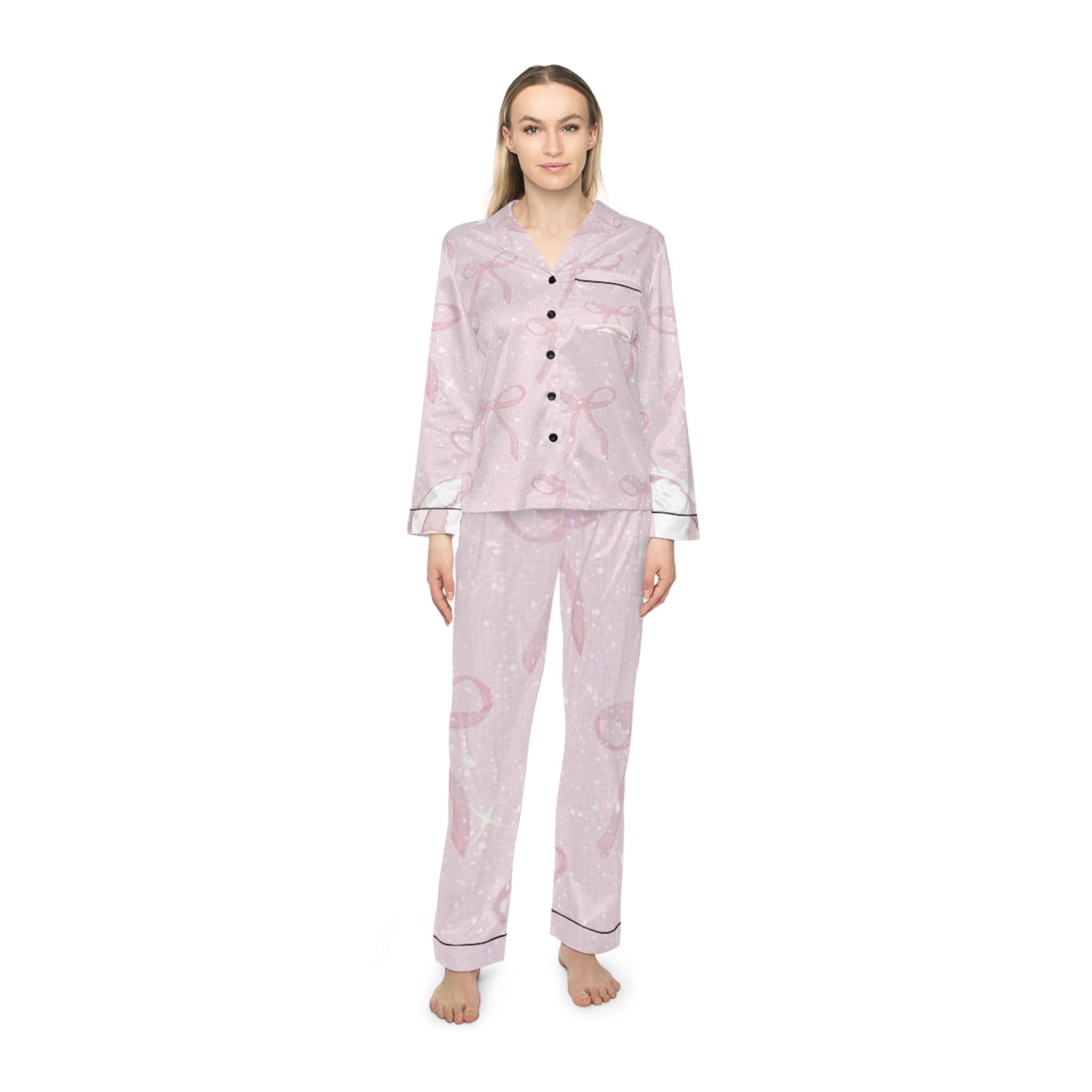 Personalized Women's Satin Pajamas, Cozy Night Set, Elegant Sleepwear, Bridal Pajamas, Relaxing Gift for Her product thumbnail image