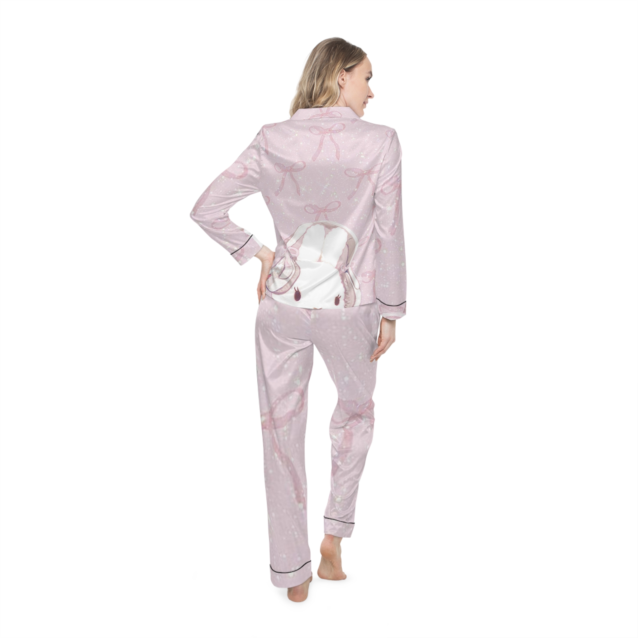 Personalized Women's Satin Pajamas, Cozy Night Set, Elegant Sleepwear, Bridal Pajamas, Relaxing Gift for Her product thumbnail image
