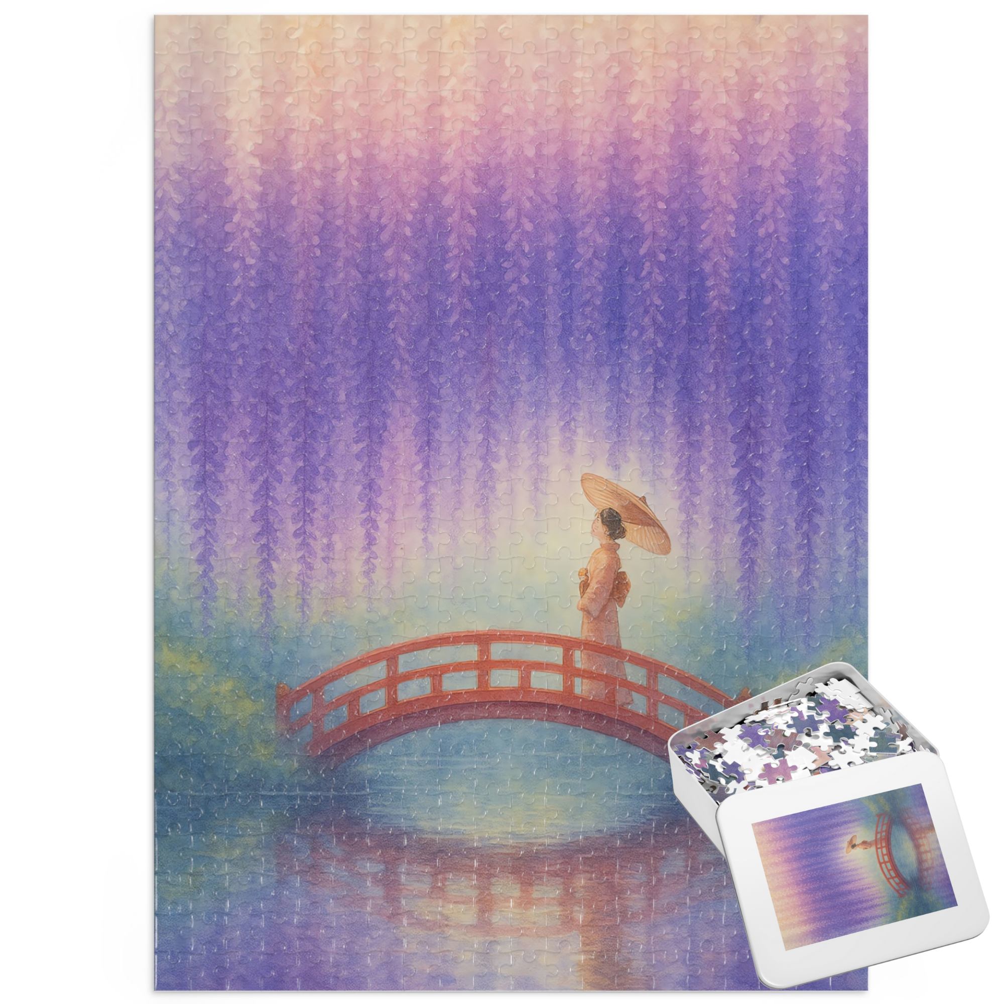Wisteria Bridge Jigsaw Puzzle - Japanese Garden Dream