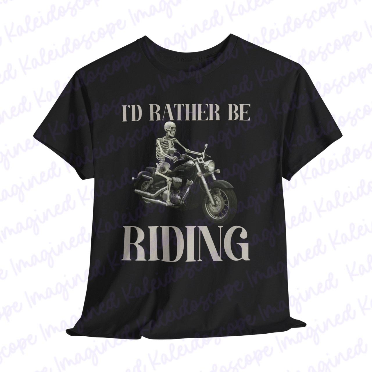 Skeleton Motorcycle Tee, I'd Rather Be Riding T-Shirt, Unisex Biker Shirt, Casual Ride Tee, Halloween Gift Shirt, Gifts for Bikers product thumbnail image