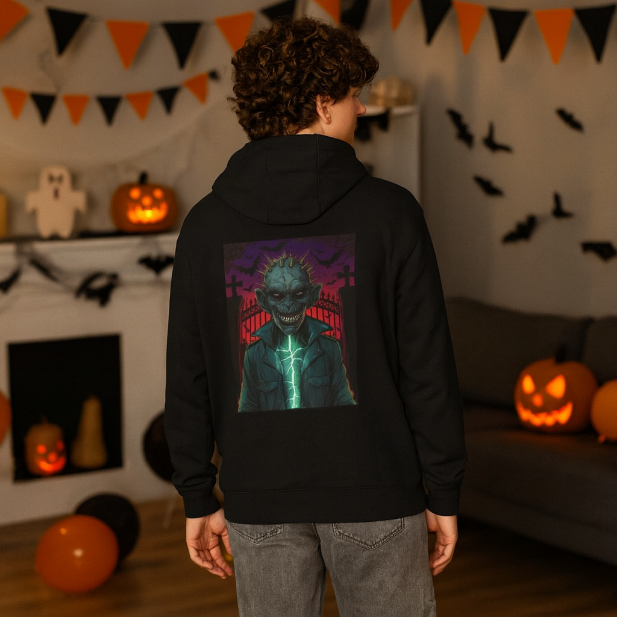 Spiked Horror Monster Hoodie Unisex French Terry Hoodie | Halloween Gothic Streetwear | Creepy Spooky Fall Fashion Sweatshirt product thumbnail image Spiked Horror Monster Hoodie Unisex French Terry Hoodie | Halloween Gothic Streetwear | Creepy Spooky Fall Fashion Sweatshirt product thumbnail image