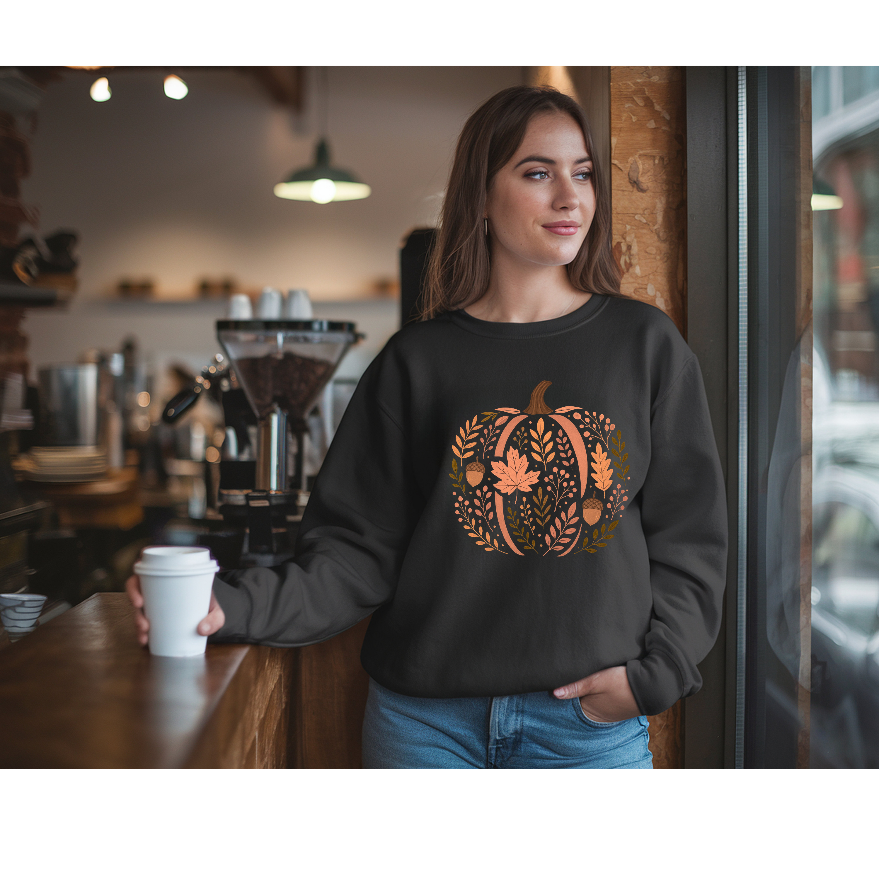 Rustic Pumpkin Sweatshirt – Terracotta Autumn Leaves & Acorn Botanical Design | Cozy Fall Pullover product thumbnail image Rustic Pumpkin Sweatshirt – Terracotta Autumn Leaves & Acorn Botanical Design | Cozy Fall Pullover product thumbnail image