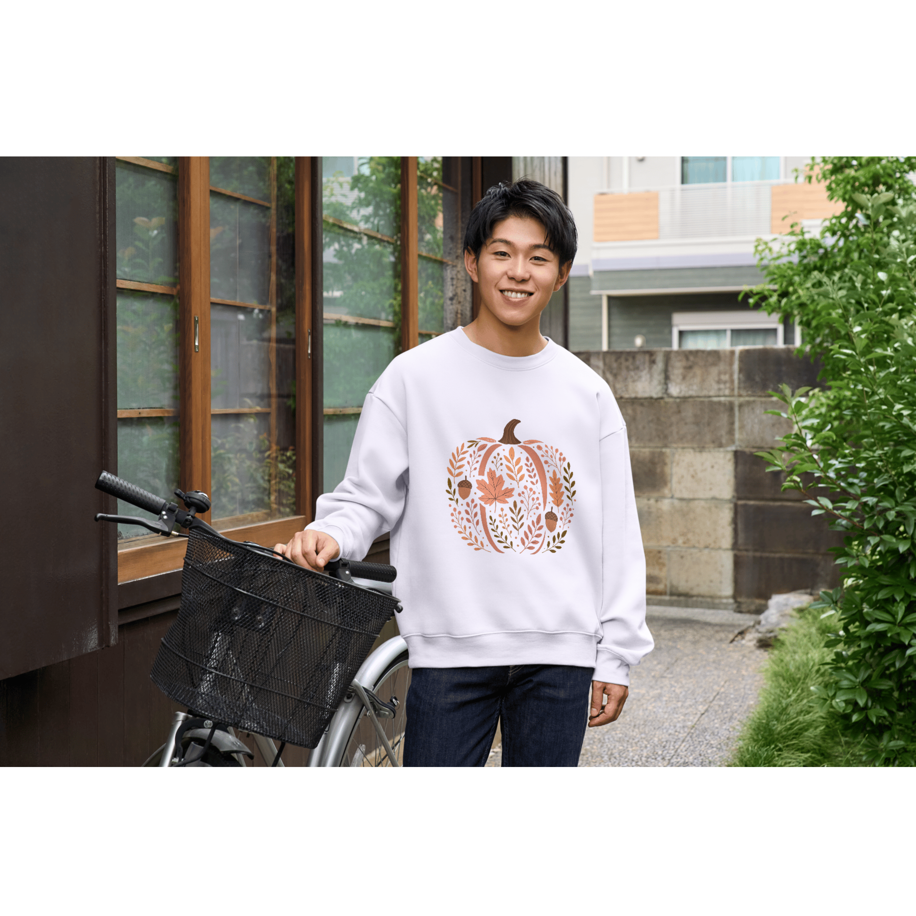 Rustic Pumpkin Sweatshirt – Terracotta Autumn Leaves & Acorn Botanical Design | Cozy Fall Pullover product thumbnail image Rustic Pumpkin Sweatshirt – Terracotta Autumn Leaves & Acorn Botanical Design | Cozy Fall Pullover product thumbnail image